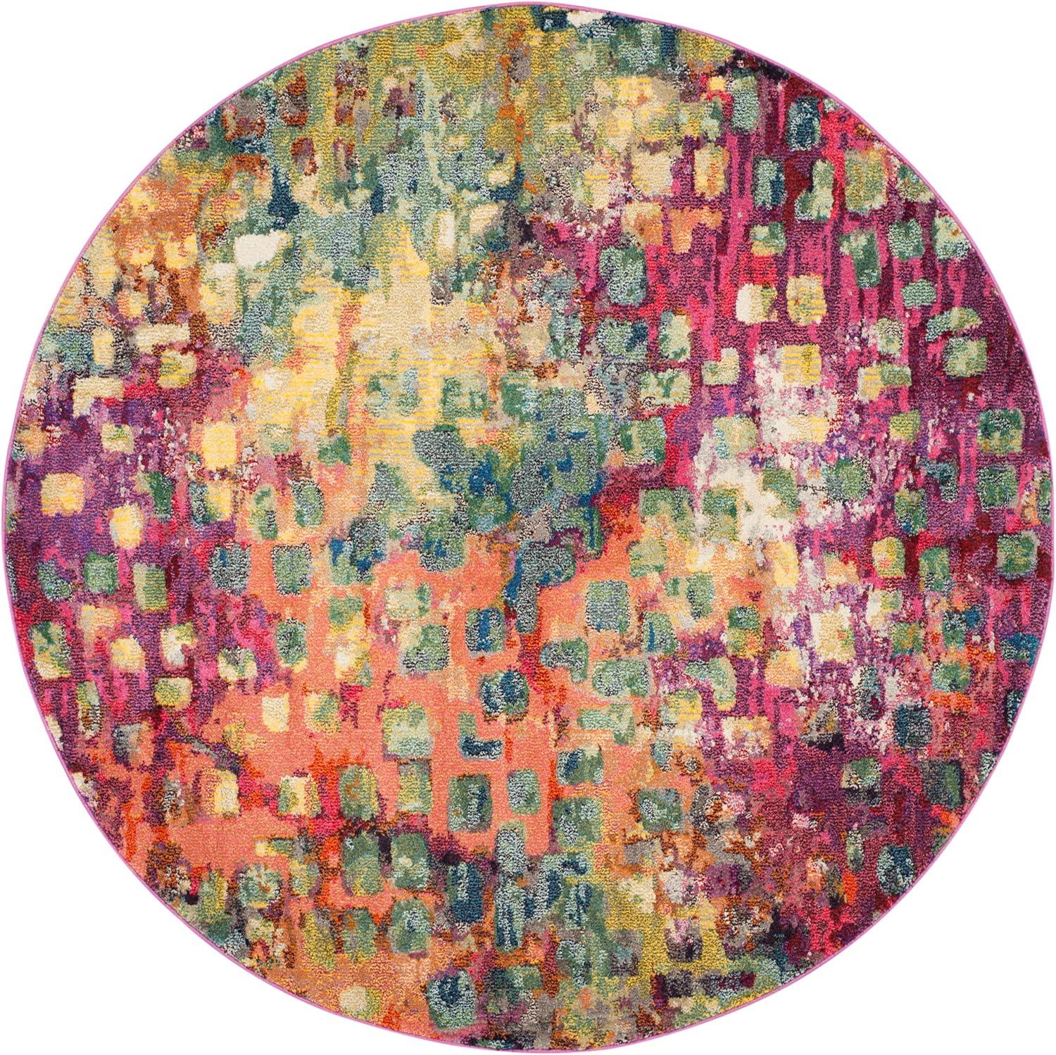 image:imageSAFAVIEH Monaco Collection Area Rug 8 x 10 Pink amp Multi Boho Chic Abstract Watercolor Design NonShedding amp Easy Care Ideal for High Traffic Areas in Living Room Bedroom MNC225DPinkMulti
