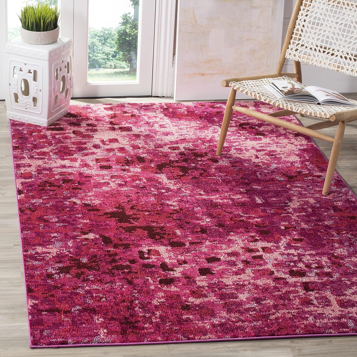 image:imageSAFAVIEH Monaco Collection Area Rug 8 x 10 Pink amp Multi Boho Chic Abstract Watercolor Design NonShedding amp Easy Care Ideal for High Traffic Areas in Living Room Bedroom MNC225DFuchsia
