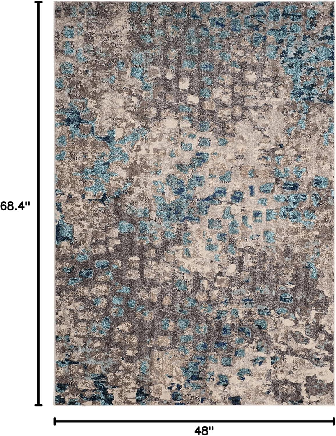 image:imageSAFAVIEH Monaco Collection Area Rug 8 x 10 Pink amp Multi Boho Chic Abstract Watercolor Design NonShedding amp Easy Care Ideal for High Traffic Areas in Living Room Bedroom MNC225DGreyLight Blue