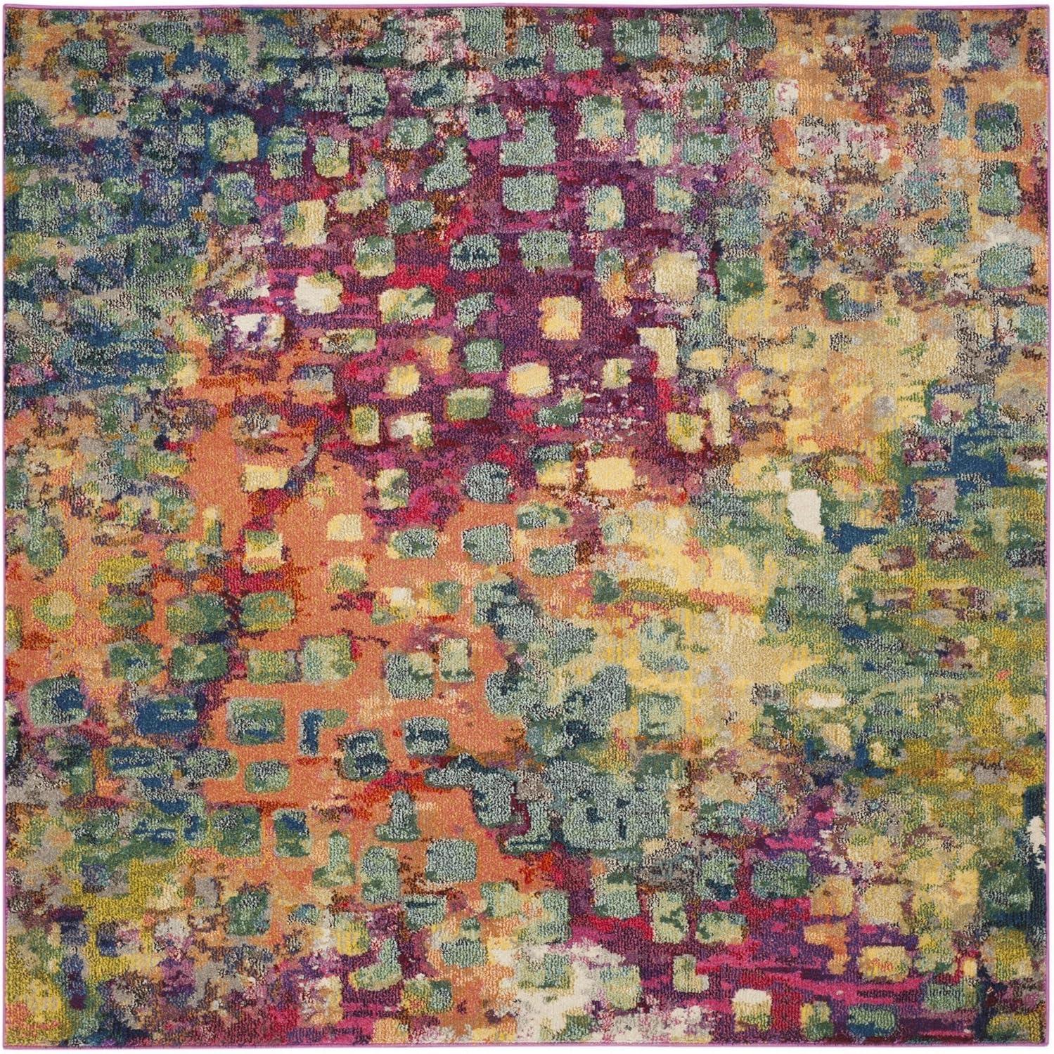 image:imageSAFAVIEH Monaco Collection Area Rug 8 x 10 Pink amp Multi Boho Chic Abstract Watercolor Design NonShedding amp Easy Care Ideal for High Traffic Areas in Living Room Bedroom MNC225DPinkMulti