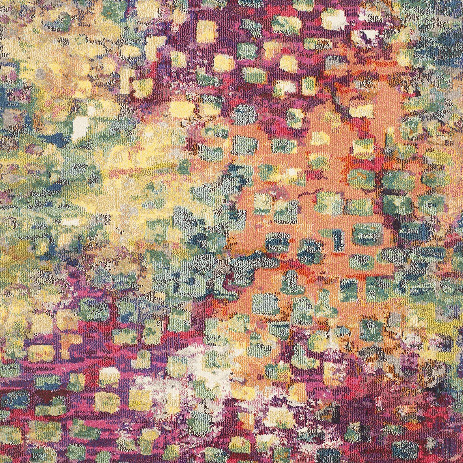 image:imageSAFAVIEH Monaco Collection Area Rug 8 x 10 Pink amp Multi Boho Chic Abstract Watercolor Design NonShedding amp Easy Care Ideal for High Traffic Areas in Living Room Bedroom MNC225DPinkMulti