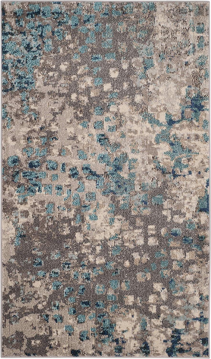 image:imageSAFAVIEH Monaco Collection Area Rug 8 x 10 Pink amp Multi Boho Chic Abstract Watercolor Design NonShedding amp Easy Care Ideal for High Traffic Areas in Living Room Bedroom MNC225DGreyLight Blue