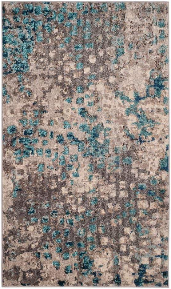 image:imageSAFAVIEH Monaco Collection Area Rug 8 x 10 Pink amp Multi Boho Chic Abstract Watercolor Design NonShedding amp Easy Care Ideal for High Traffic Areas in Living Room Bedroom MNC225DGreyLight Blue