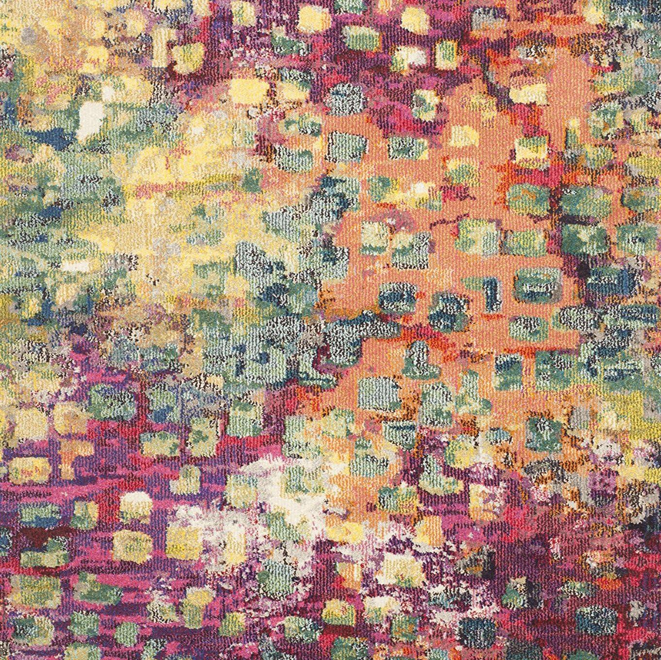 image:imageSAFAVIEH Monaco Collection Area Rug 8 x 10 Pink amp Multi Boho Chic Abstract Watercolor Design NonShedding amp Easy Care Ideal for High Traffic Areas in Living Room Bedroom MNC225DPinkMulti