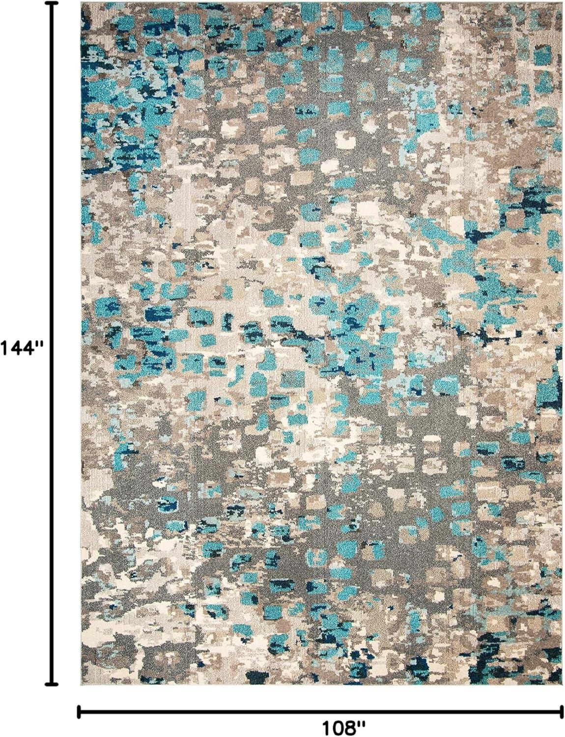 image:imageSAFAVIEH Monaco Collection Area Rug 8 x 10 Pink amp Multi Boho Chic Abstract Watercolor Design NonShedding amp Easy Care Ideal for High Traffic Areas in Living Room Bedroom MNC225DGreyLight Blue