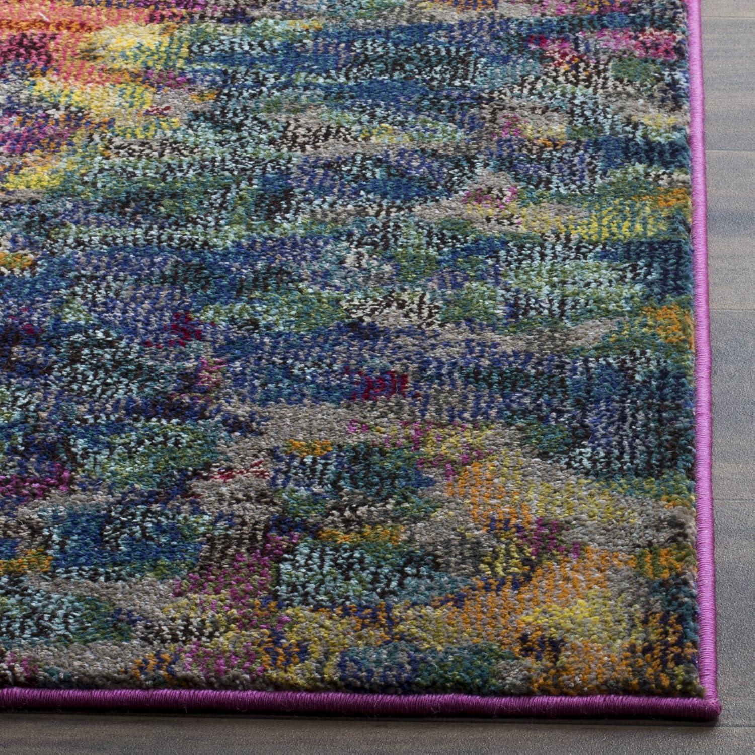 image:imageSAFAVIEH Monaco Collection Area Rug 8 x 10 Pink amp Multi Boho Chic Abstract Watercolor Design NonShedding amp Easy Care Ideal for High Traffic Areas in Living Room Bedroom MNC225DPinkMulti