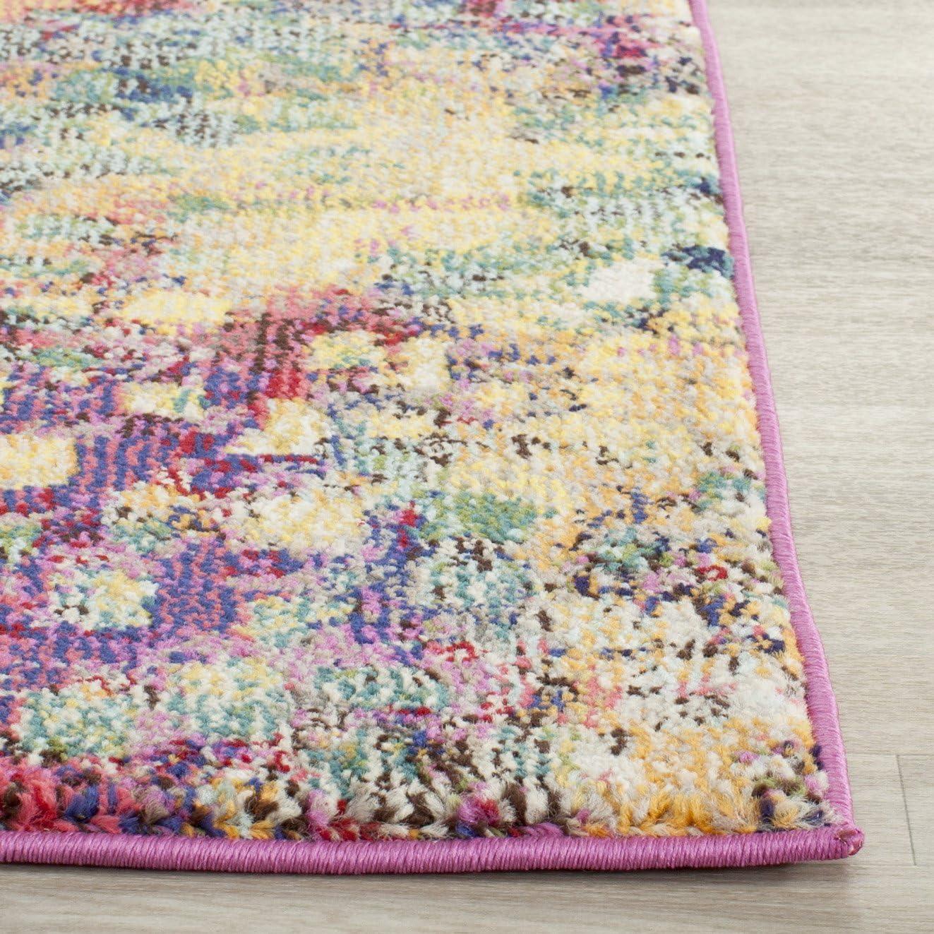 image:imageSAFAVIEH Monaco Collection Area Rug 8 x 10 Pink amp Multi Boho Chic Abstract Watercolor Design NonShedding amp Easy Care Ideal for High Traffic Areas in Living Room Bedroom MNC225DPinkMulti