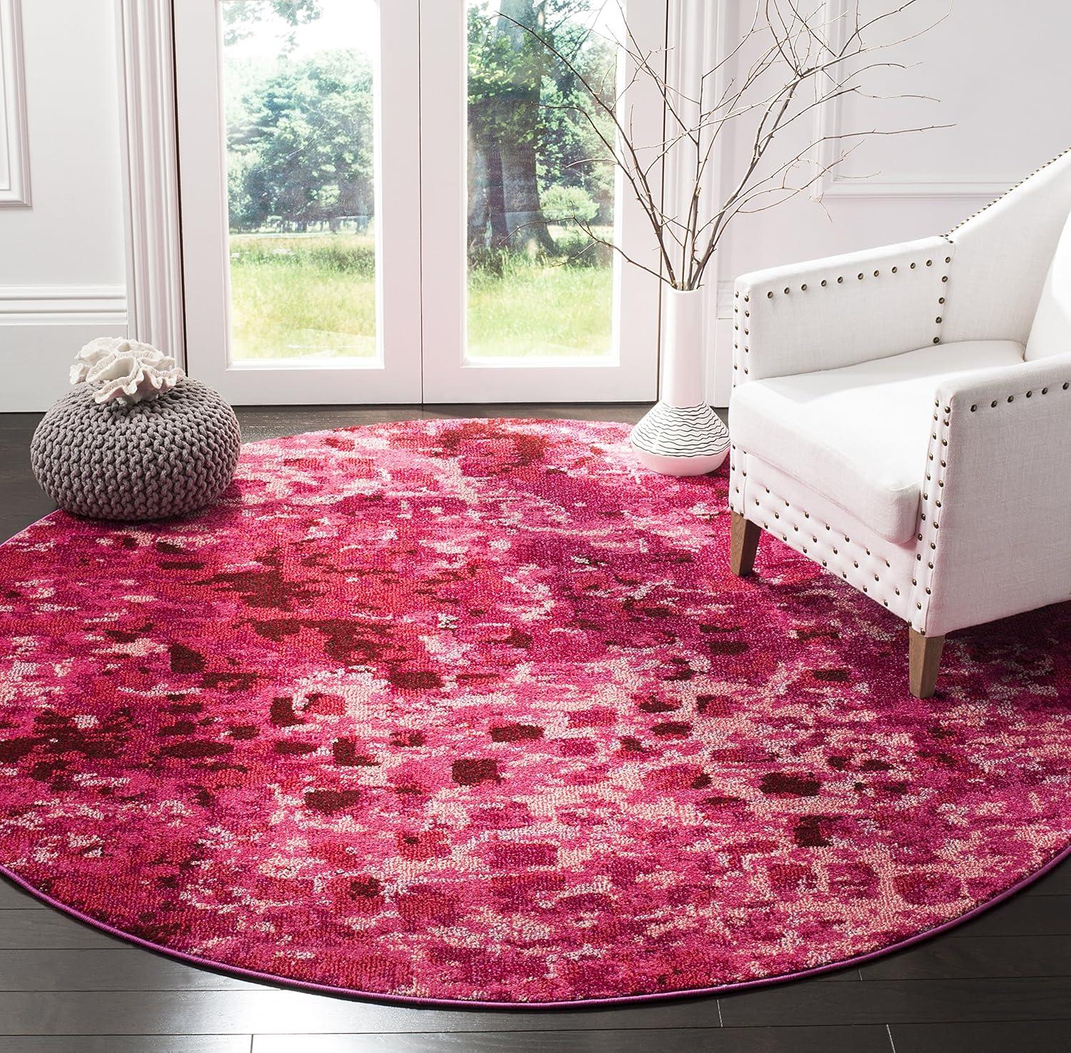 image:imageSAFAVIEH Monaco Collection Area Rug 8 x 10 Pink amp Multi Boho Chic Abstract Watercolor Design NonShedding amp Easy Care Ideal for High Traffic Areas in Living Room Bedroom MNC225DFuchsia