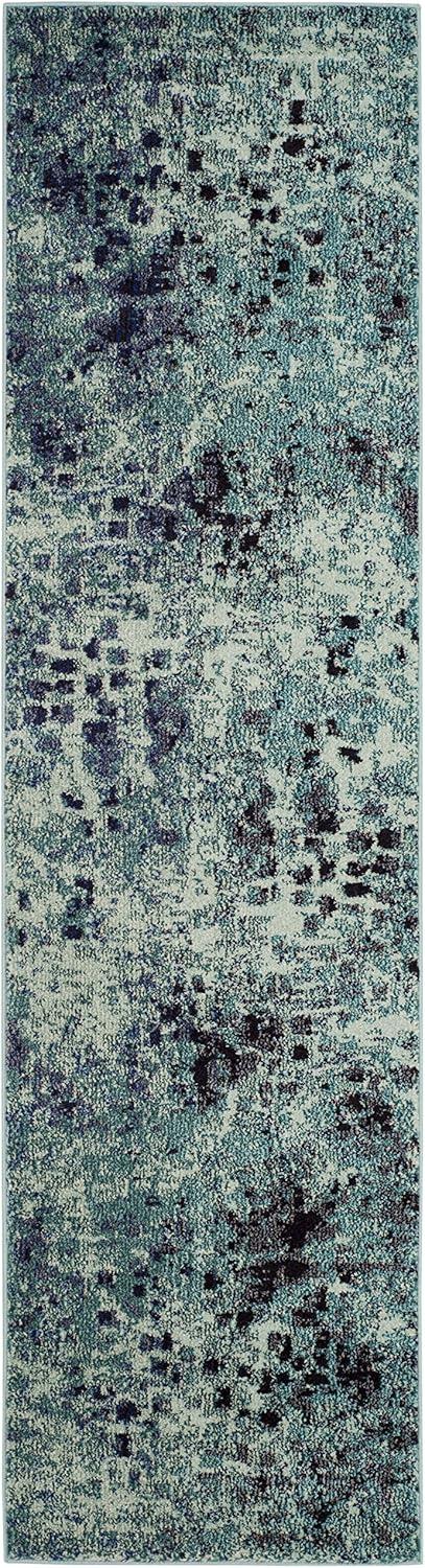 image:imageSAFAVIEH Monaco Collection Area Rug 8 x 10 Pink amp Multi Boho Chic Abstract Watercolor Design NonShedding amp Easy Care Ideal for High Traffic Areas in Living Room Bedroom MNC225DLight BlueMulti