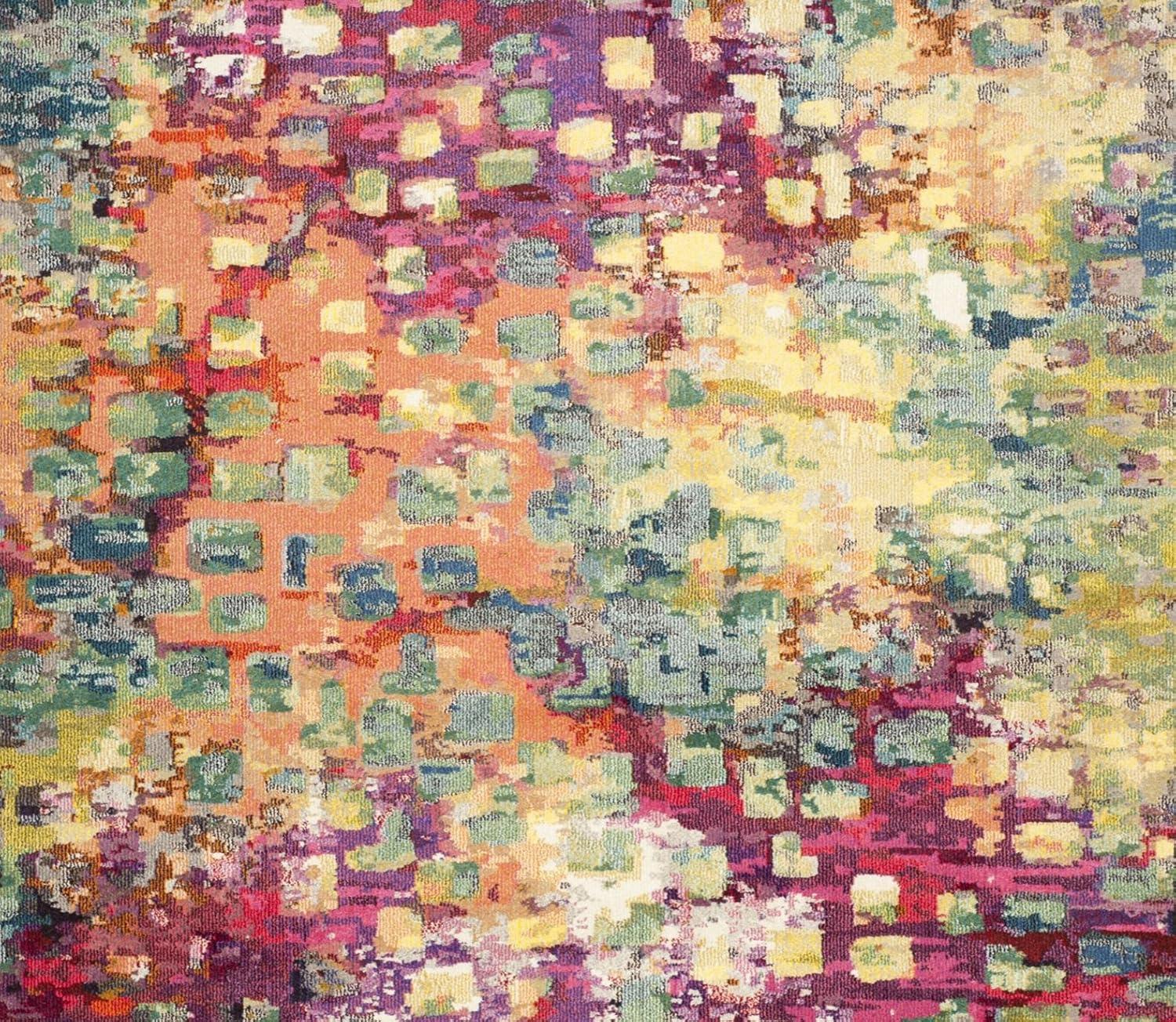 image:imageSAFAVIEH Monaco Collection Area Rug 8 x 10 Pink amp Multi Boho Chic Abstract Watercolor Design NonShedding amp Easy Care Ideal for High Traffic Areas in Living Room Bedroom MNC225DPinkMulti