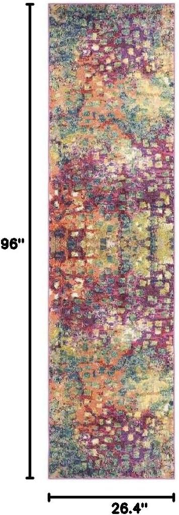 image:imageSAFAVIEH Monaco Collection Area Rug 8 x 10 Pink amp Multi Boho Chic Abstract Watercolor Design NonShedding amp Easy Care Ideal for High Traffic Areas in Living Room Bedroom MNC225DPinkMulti