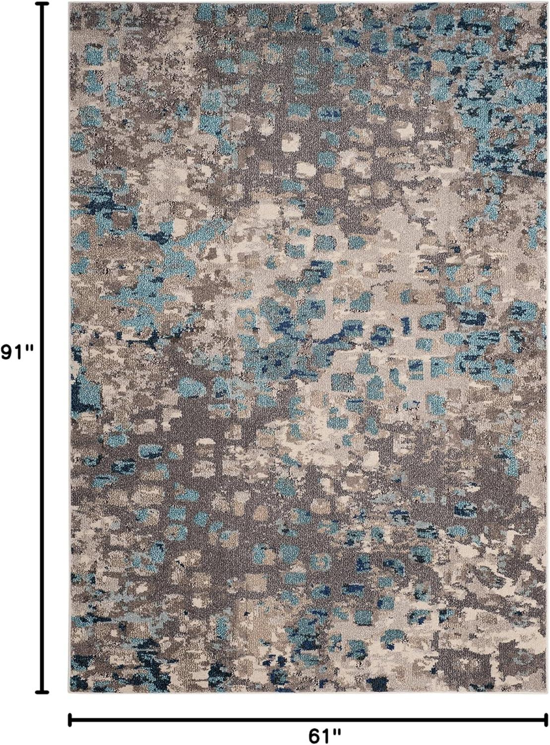 image:imageSAFAVIEH Monaco Collection Area Rug 8 x 10 Pink amp Multi Boho Chic Abstract Watercolor Design NonShedding amp Easy Care Ideal for High Traffic Areas in Living Room Bedroom MNC225DGreyLight Blue