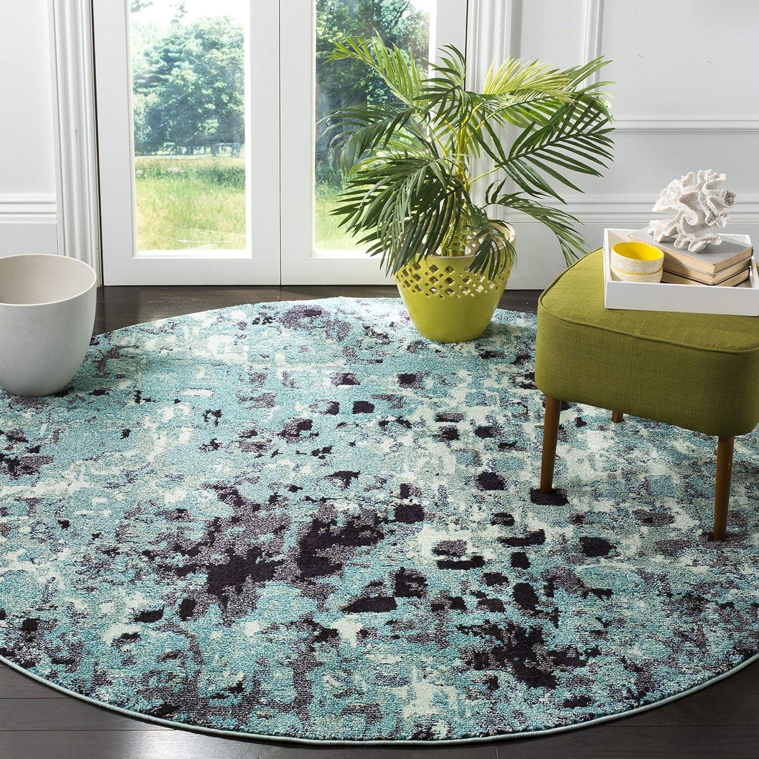 image:imageSAFAVIEH Monaco Collection Area Rug 8 x 10 Pink amp Multi Boho Chic Abstract Watercolor Design NonShedding amp Easy Care Ideal for High Traffic Areas in Living Room Bedroom MNC225DLight BlueMulti