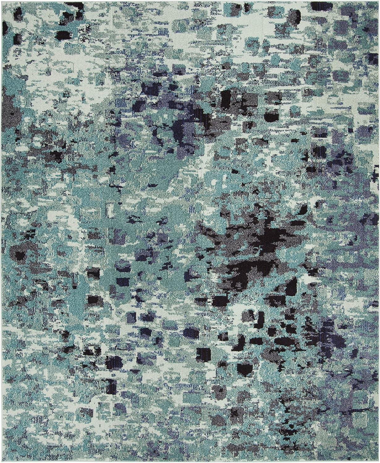 image:imageSAFAVIEH Monaco Collection Area Rug 8 x 10 Pink amp Multi Boho Chic Abstract Watercolor Design NonShedding amp Easy Care Ideal for High Traffic Areas in Living Room Bedroom MNC225DLight BlueMulti