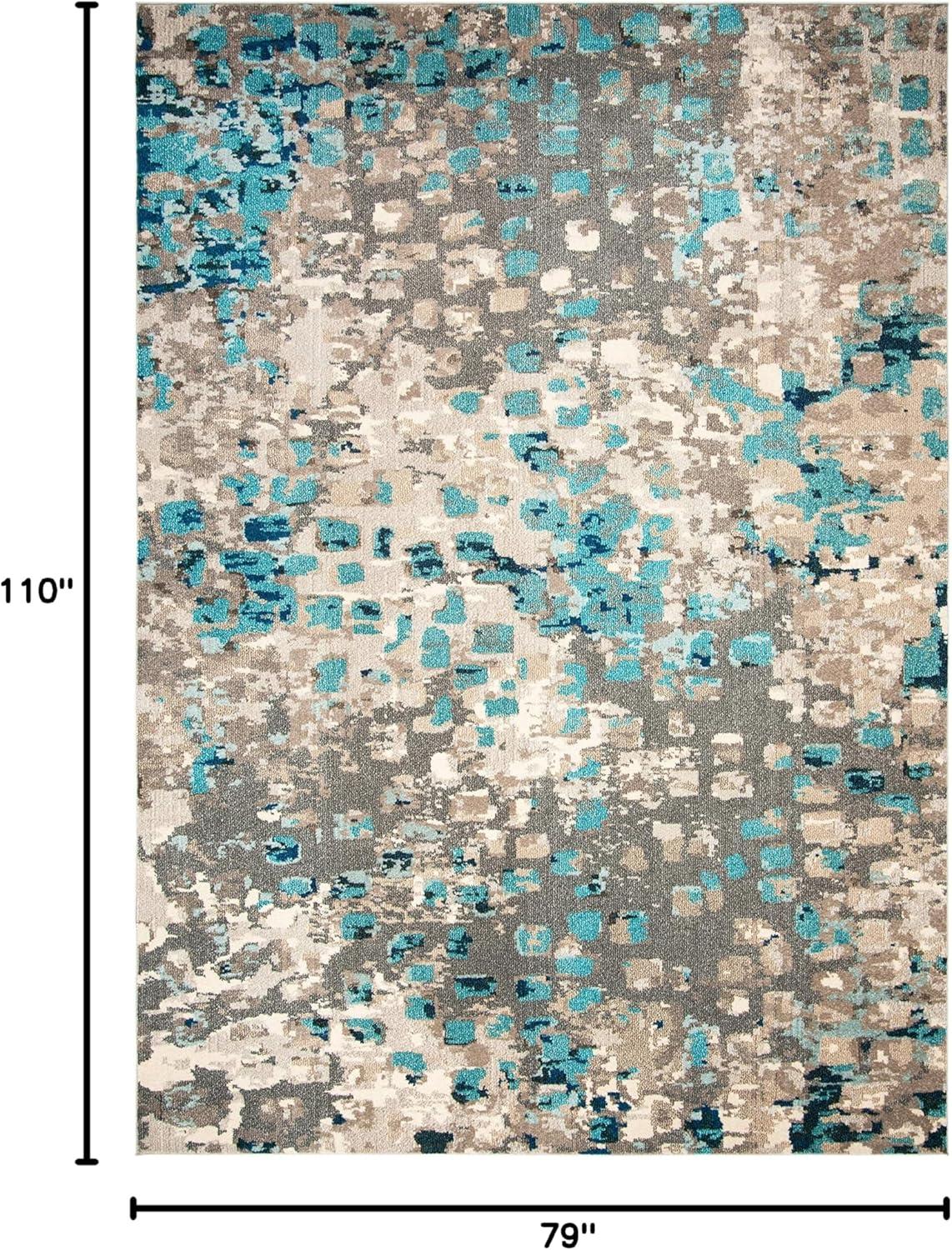 image:imageSAFAVIEH Monaco Collection Area Rug 8 x 10 Pink amp Multi Boho Chic Abstract Watercolor Design NonShedding amp Easy Care Ideal for High Traffic Areas in Living Room Bedroom MNC225DGreyLight Blue