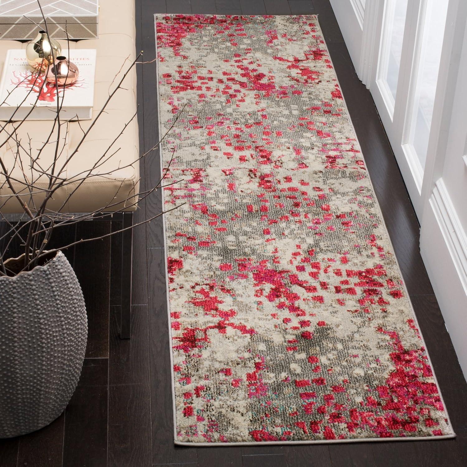 image:imageSAFAVIEH Monaco Collection Area Rug 8 x 10 Pink amp Multi Boho Chic Abstract Watercolor Design NonShedding amp Easy Care Ideal for High Traffic Areas in Living Room Bedroom MNC225DPinkMulti
