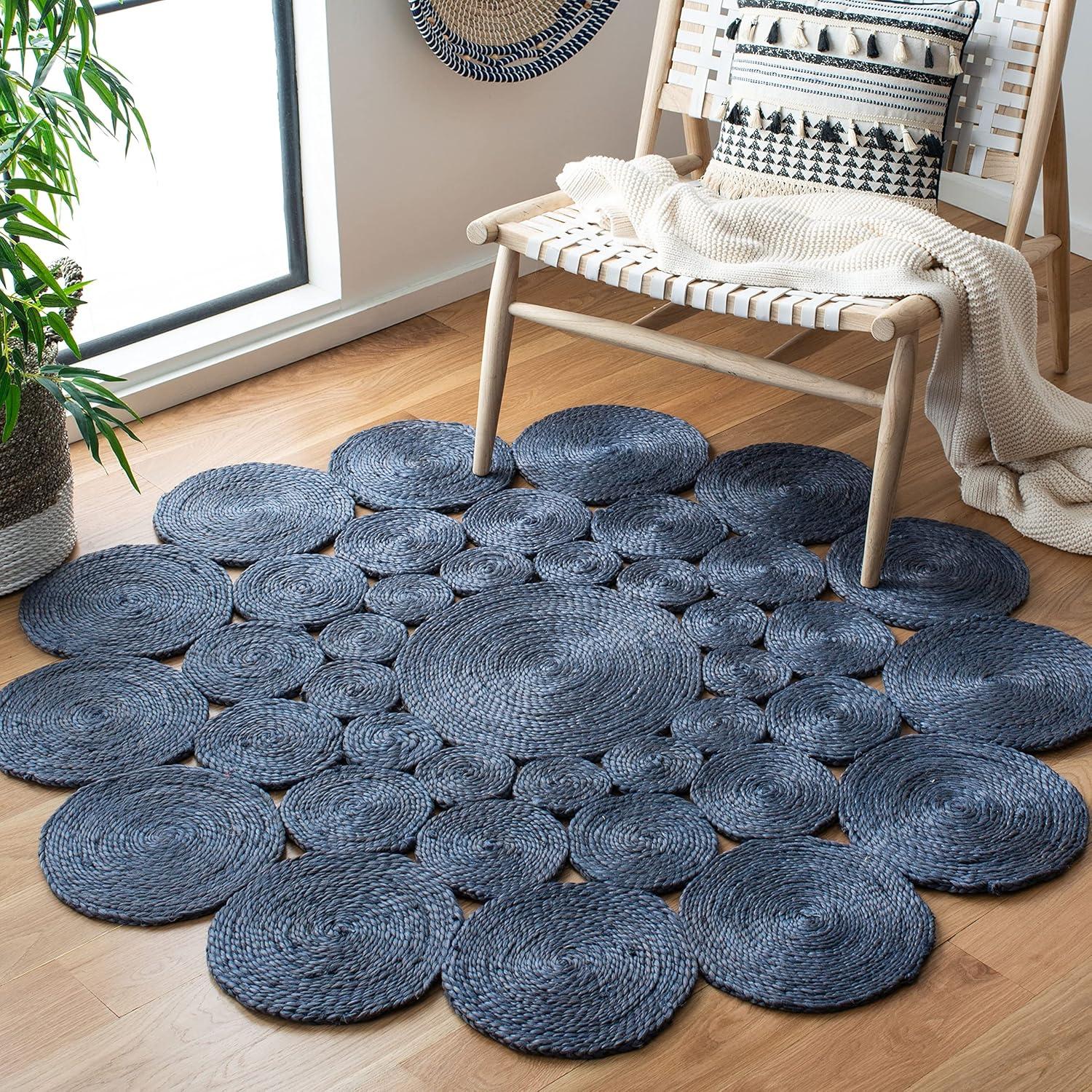 image:imageSAFAVIEH Natural Fiber Collection Area Rug 3 Round Natural Handmade Boho Charm Farmhouse Jute Ideal for High Traffic Areas in Living Room Bedroom NF363ABrown