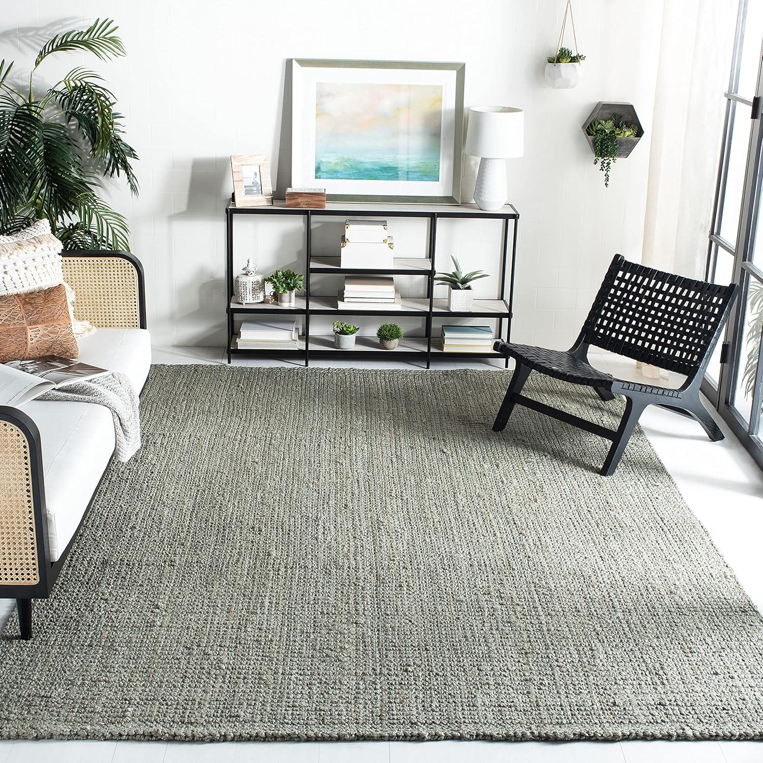 image:imageSAFAVIEH Natural Fiber Collection Area Rug 5 x 8 Green amp Grey Handmade Farmhouse Jute Ideal for High Traffic Areas in Living Room Bedroom NF730BGreenGrey