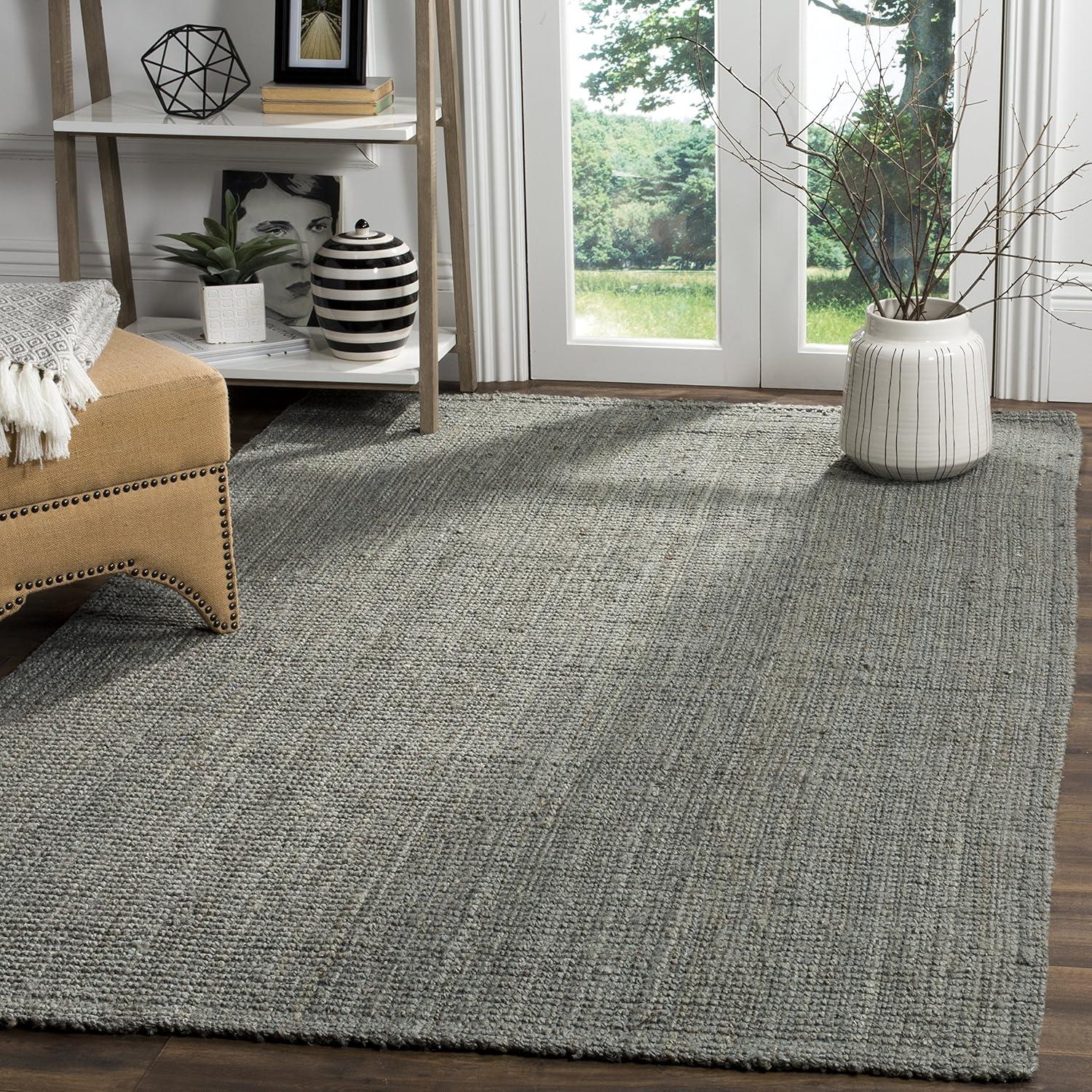 image:imageSAFAVIEH Natural Fiber Collection Area Rug 5 x 8 Green amp Grey Handmade Farmhouse Jute Ideal for High Traffic Areas in Living Room Bedroom NF730BGreenGrey