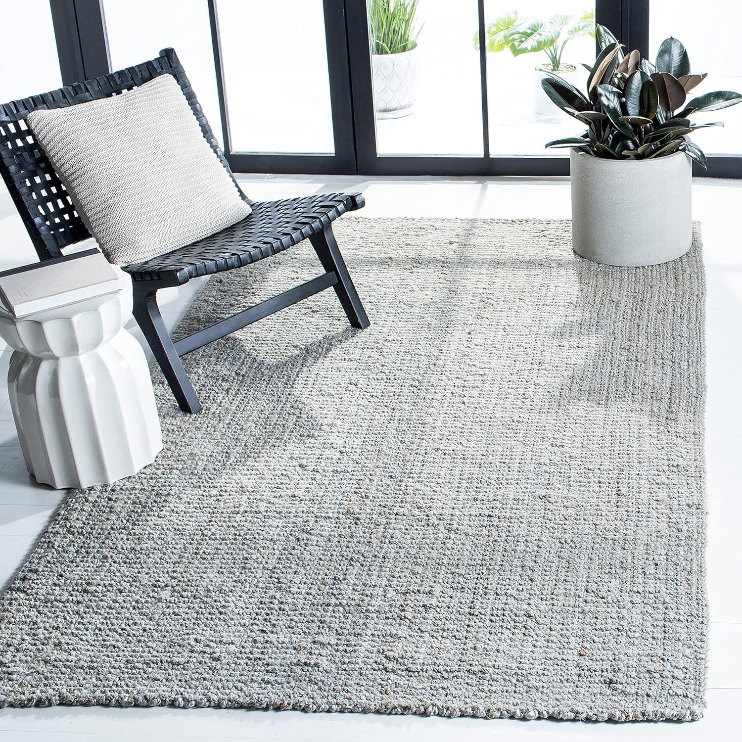 image:imageSAFAVIEH Natural Fiber Collection Area Rug 5 x 8 Green amp Grey Handmade Farmhouse Jute Ideal for High Traffic Areas in Living Room Bedroom NF730BGrey