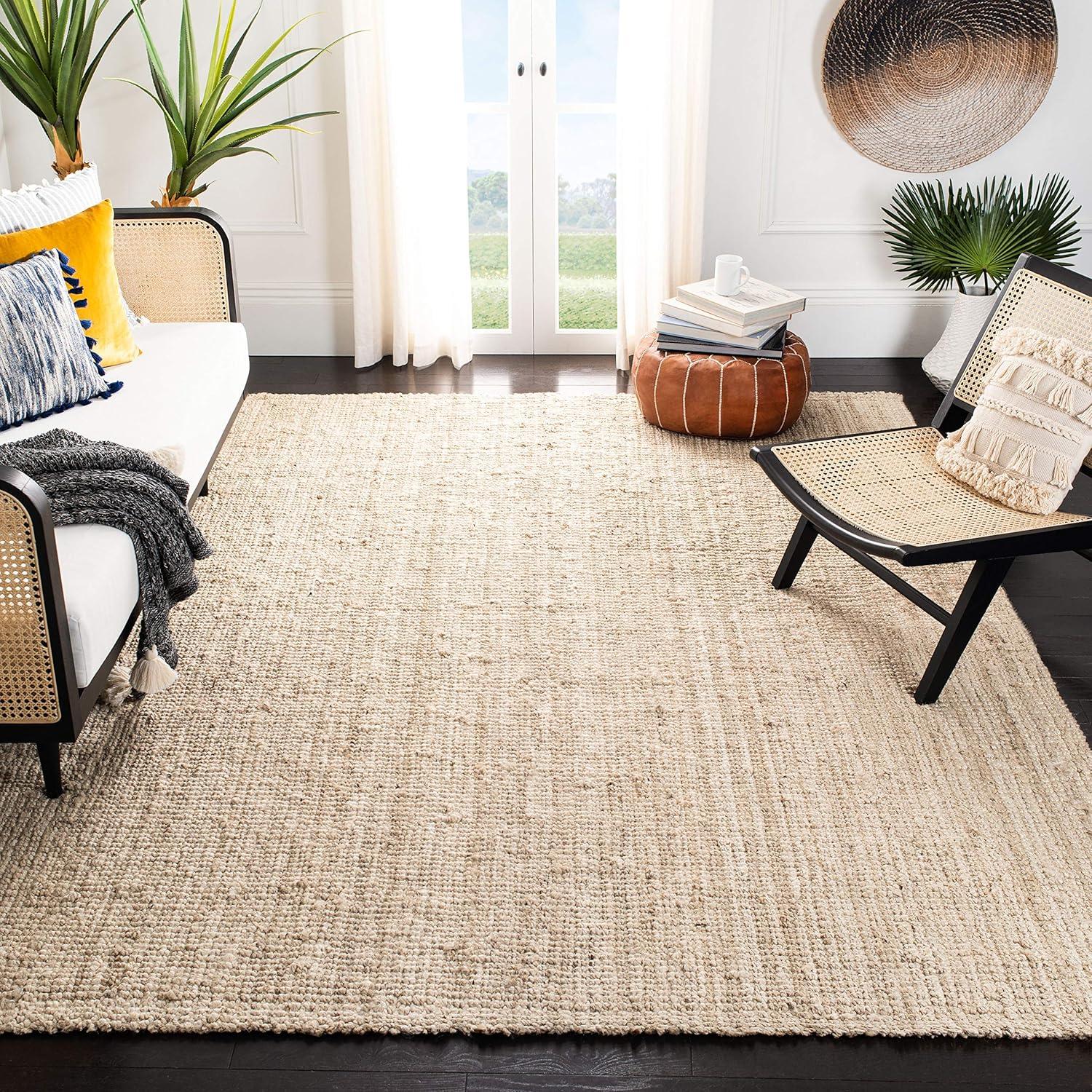 image:imageSAFAVIEH Natural Fiber Collection Area Rug 5 x 8 Green amp Grey Handmade Farmhouse Jute Ideal for High Traffic Areas in Living Room Bedroom NF730BIvory