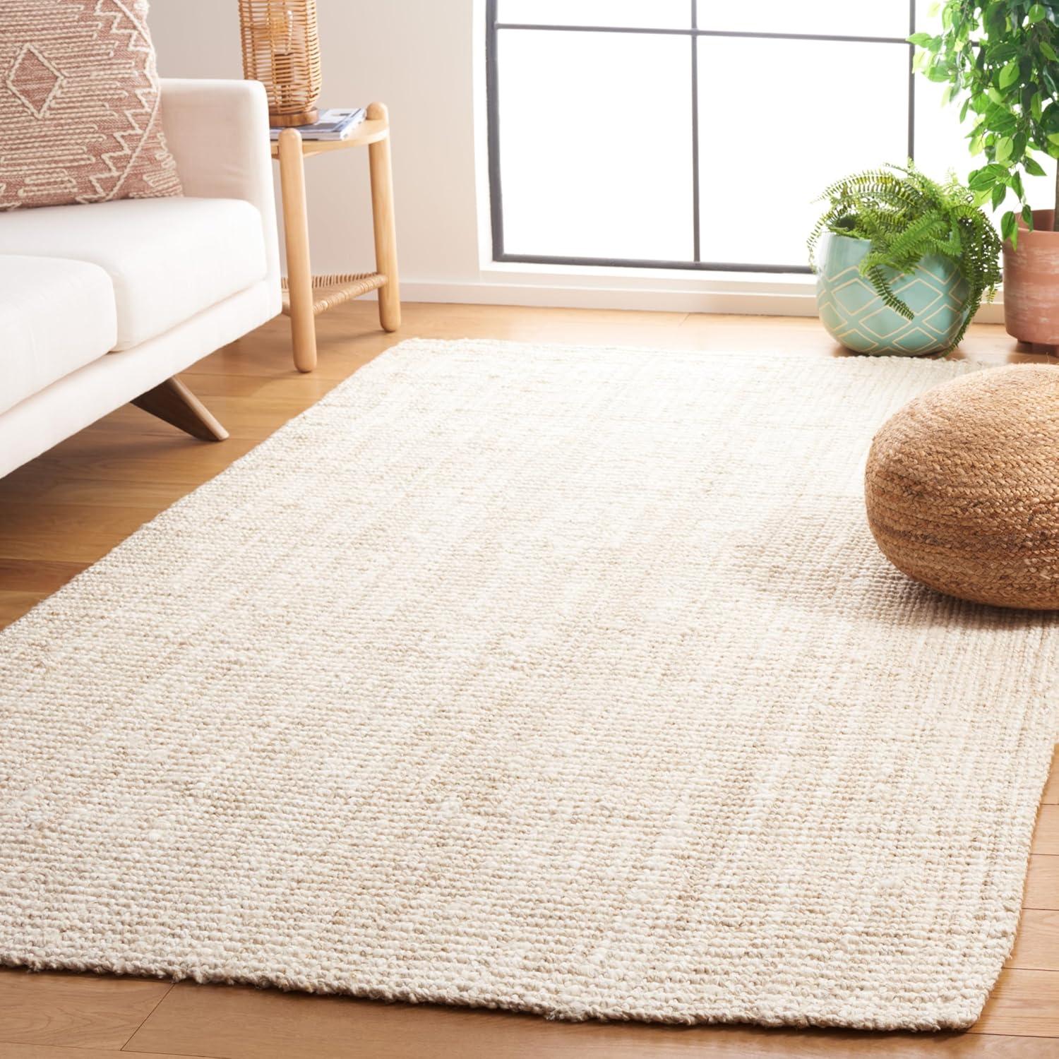 image:imageSAFAVIEH Natural Fiber Collection Area Rug 5 x 8 Green amp Grey Handmade Farmhouse Jute Ideal for High Traffic Areas in Living Room Bedroom NF730BIvory