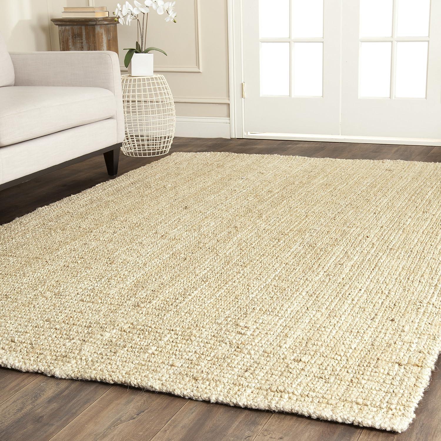 image:imageSAFAVIEH Natural Fiber Collection Area Rug 5 x 8 Green amp Grey Handmade Farmhouse Jute Ideal for High Traffic Areas in Living Room Bedroom NF730BIvory