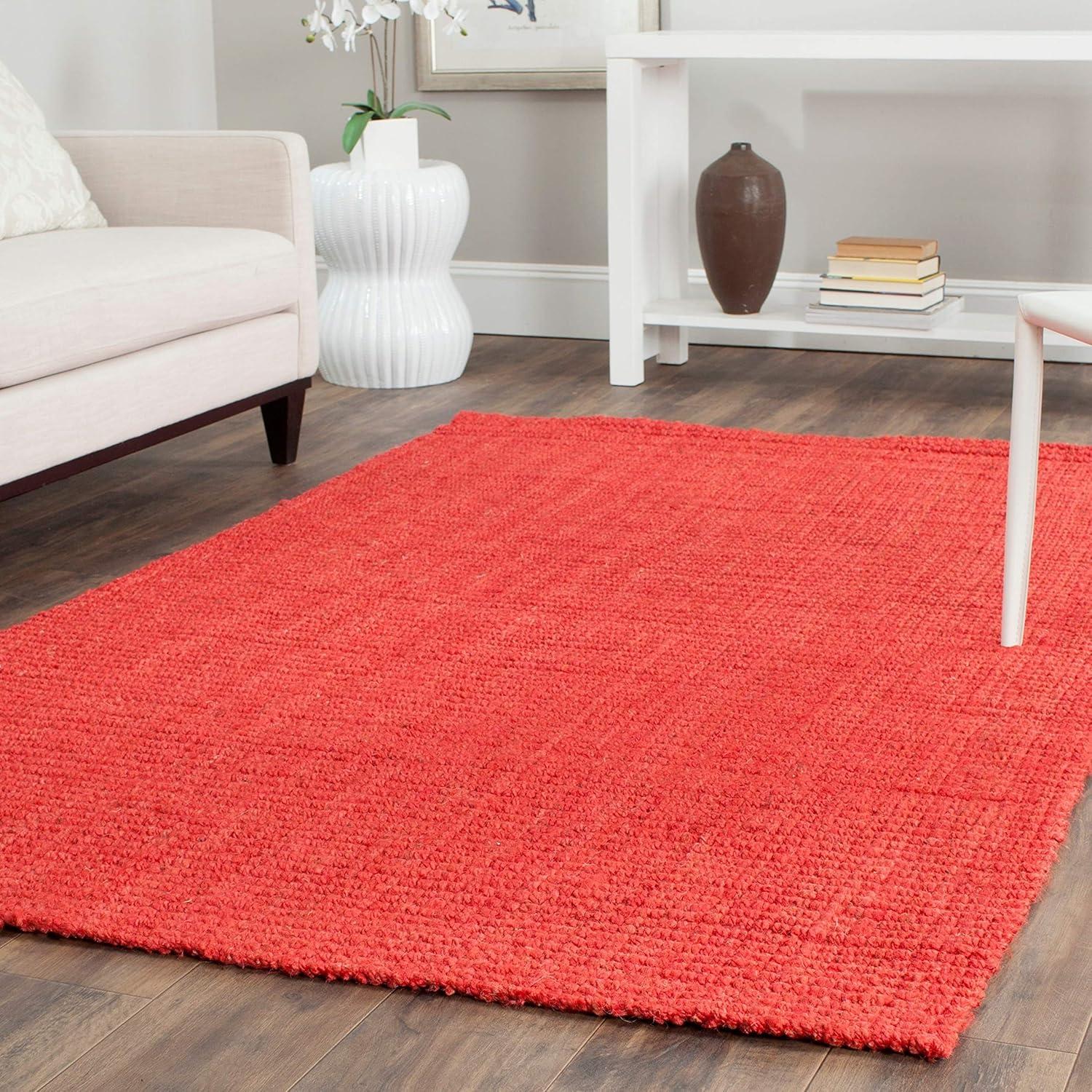 image:imageSAFAVIEH Natural Fiber Collection Area Rug 5 x 8 Green amp Grey Handmade Farmhouse Jute Ideal for High Traffic Areas in Living Room Bedroom NF730BRed