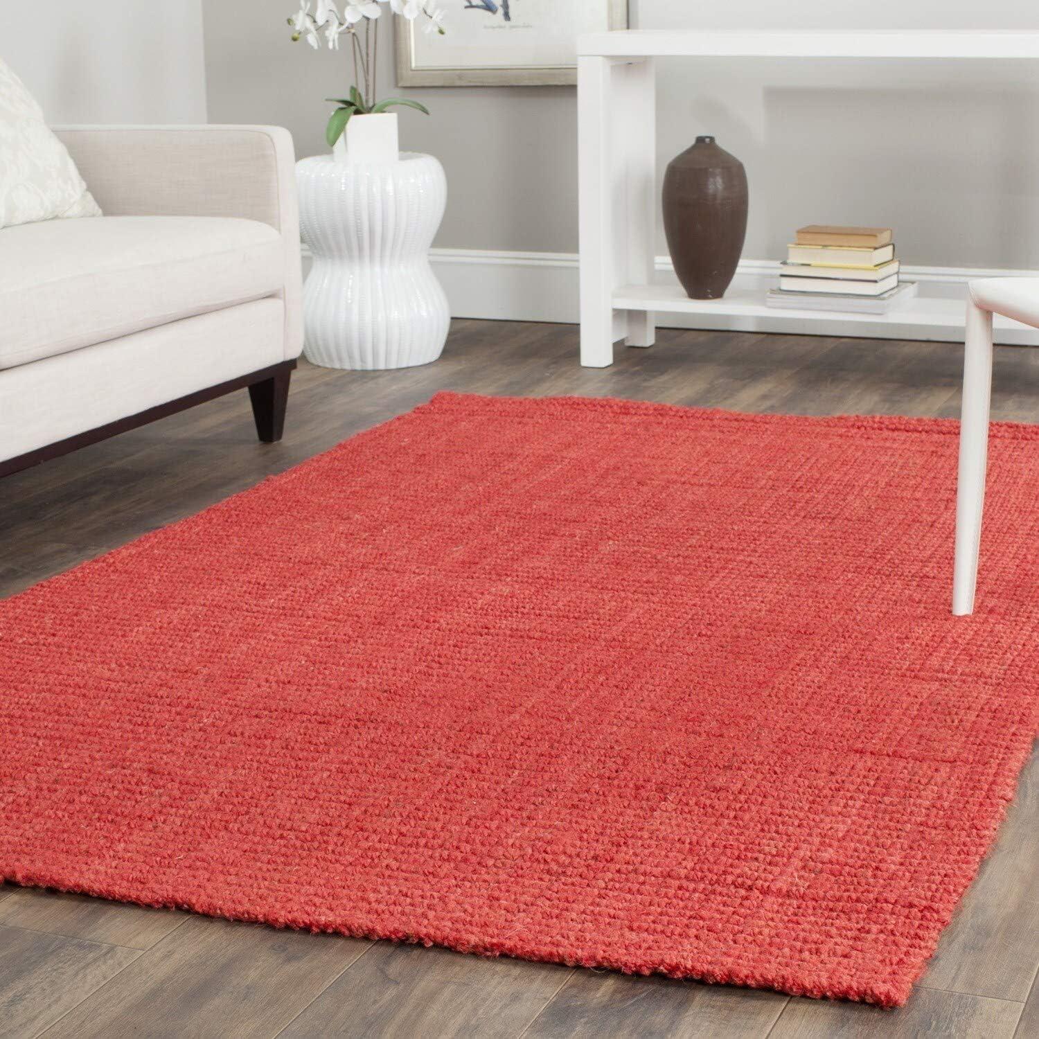 image:imageSAFAVIEH Natural Fiber Collection Area Rug 5 x 8 Green amp Grey Handmade Farmhouse Jute Ideal for High Traffic Areas in Living Room Bedroom NF730BRed
