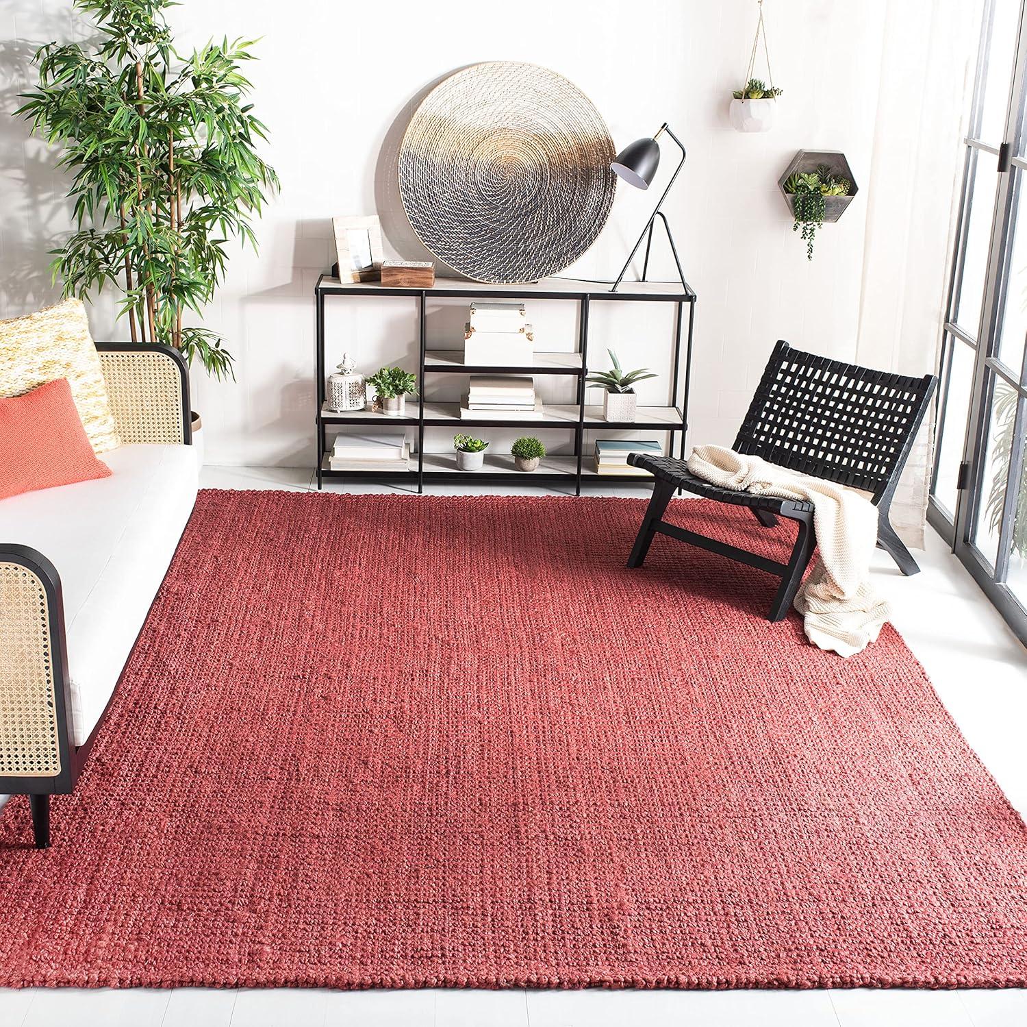 image:imageSAFAVIEH Natural Fiber Collection Area Rug 5 x 8 Green amp Grey Handmade Farmhouse Jute Ideal for High Traffic Areas in Living Room Bedroom NF730BRed