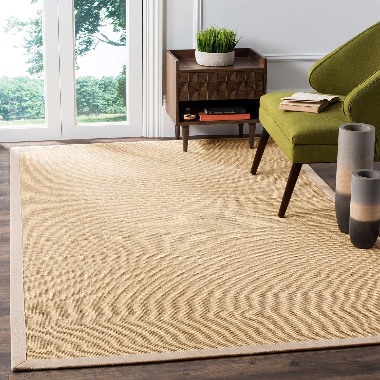 image:imageSAFAVIEH Natural Fiber Collection Area Rug 5 x 8 Marble amp Grey Border Sisal Design Easy Care Ideal for High Traffic Areas in Living Room Bedroom NF441BMaizeWheat