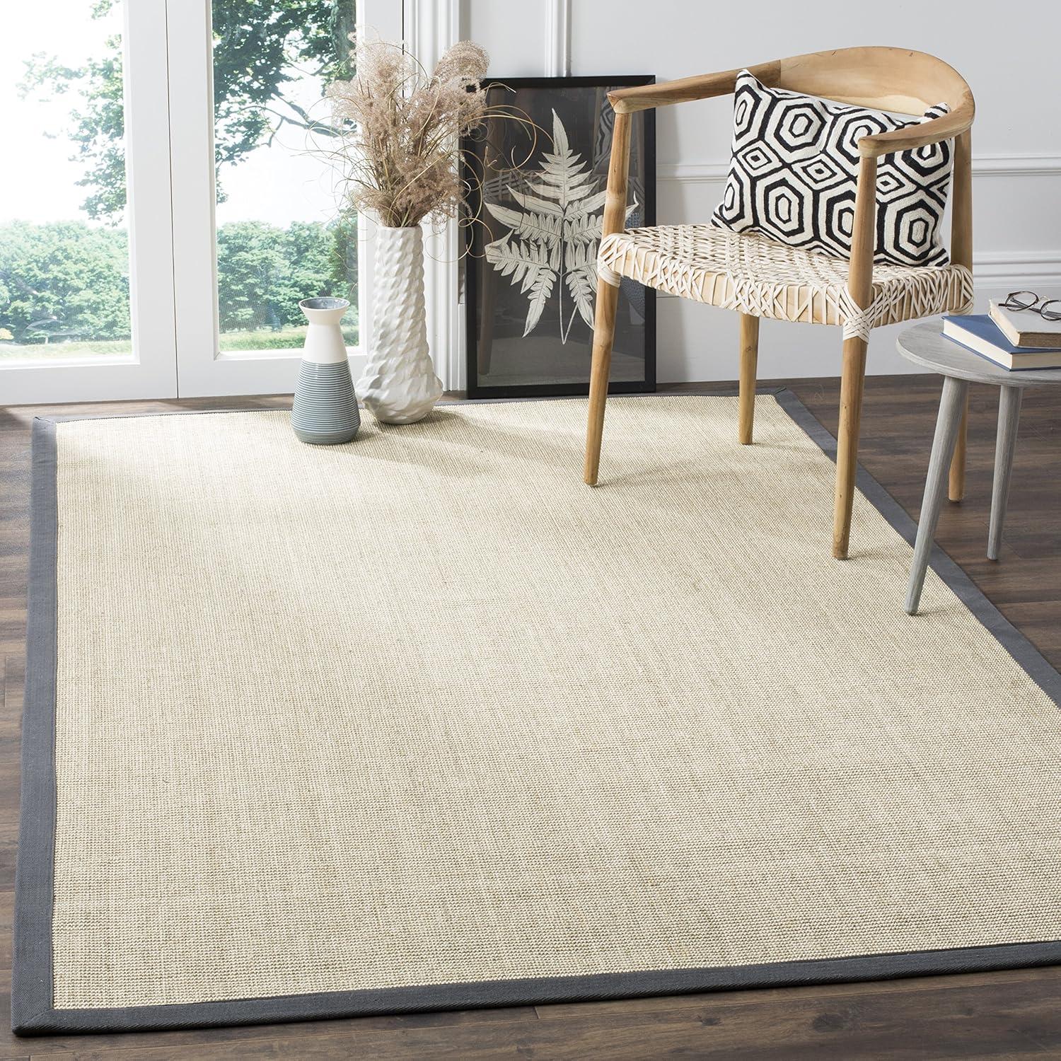 image:imageSAFAVIEH Natural Fiber Collection Area Rug 5 x 8 Marble amp Grey Border Sisal Design Easy Care Ideal for High Traffic Areas in Living Room Bedroom NF441BMarbleGrey