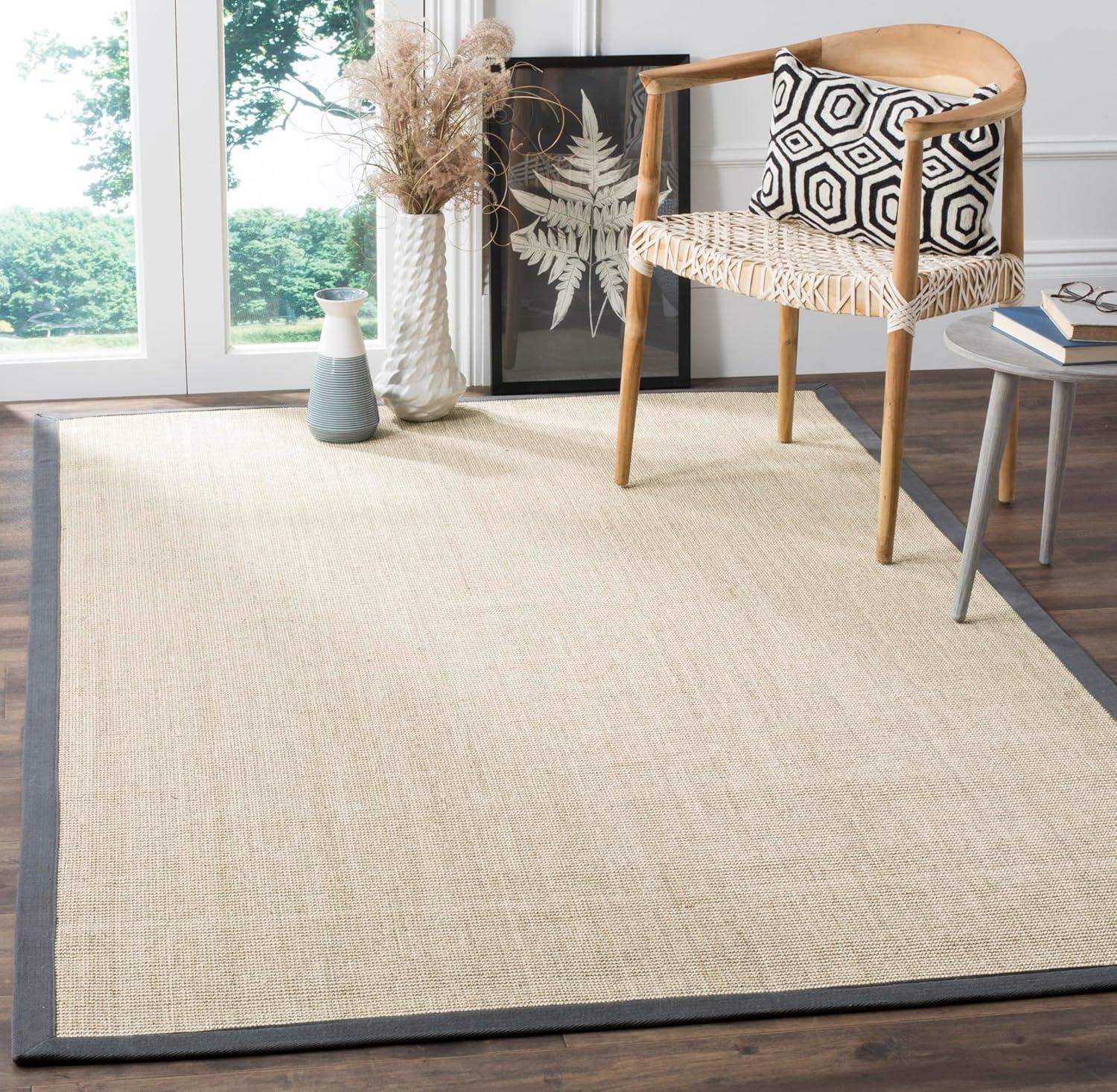 image:imageSAFAVIEH Natural Fiber Collection Area Rug 5 x 8 Marble amp Grey Border Sisal Design Easy Care Ideal for High Traffic Areas in Living Room Bedroom NF441BMarbleGrey