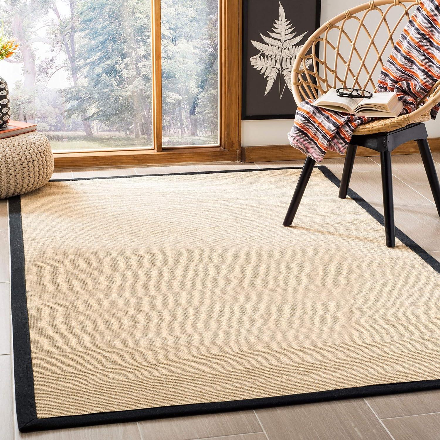 image:imageSAFAVIEH Natural Fiber Collection Area Rug 5 x 8 Marble amp Grey Border Sisal Design Easy Care Ideal for High Traffic Areas in Living Room Bedroom NF441BMaizeWheat