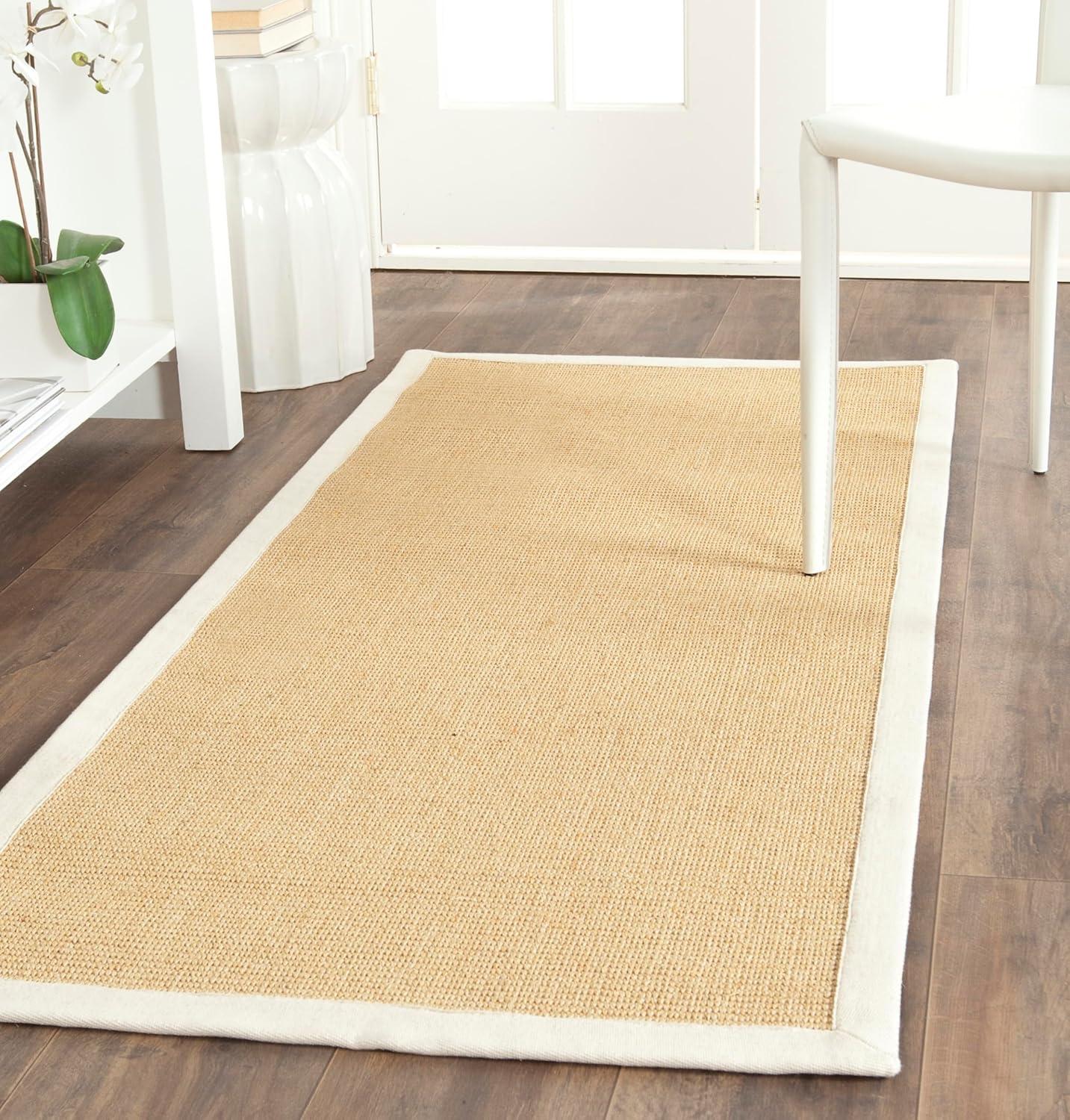 image:imageSAFAVIEH Natural Fiber Collection Area Rug 5 x 8 Marble amp Grey Border Sisal Design Easy Care Ideal for High Traffic Areas in Living Room Bedroom NF441BMaizeWheat