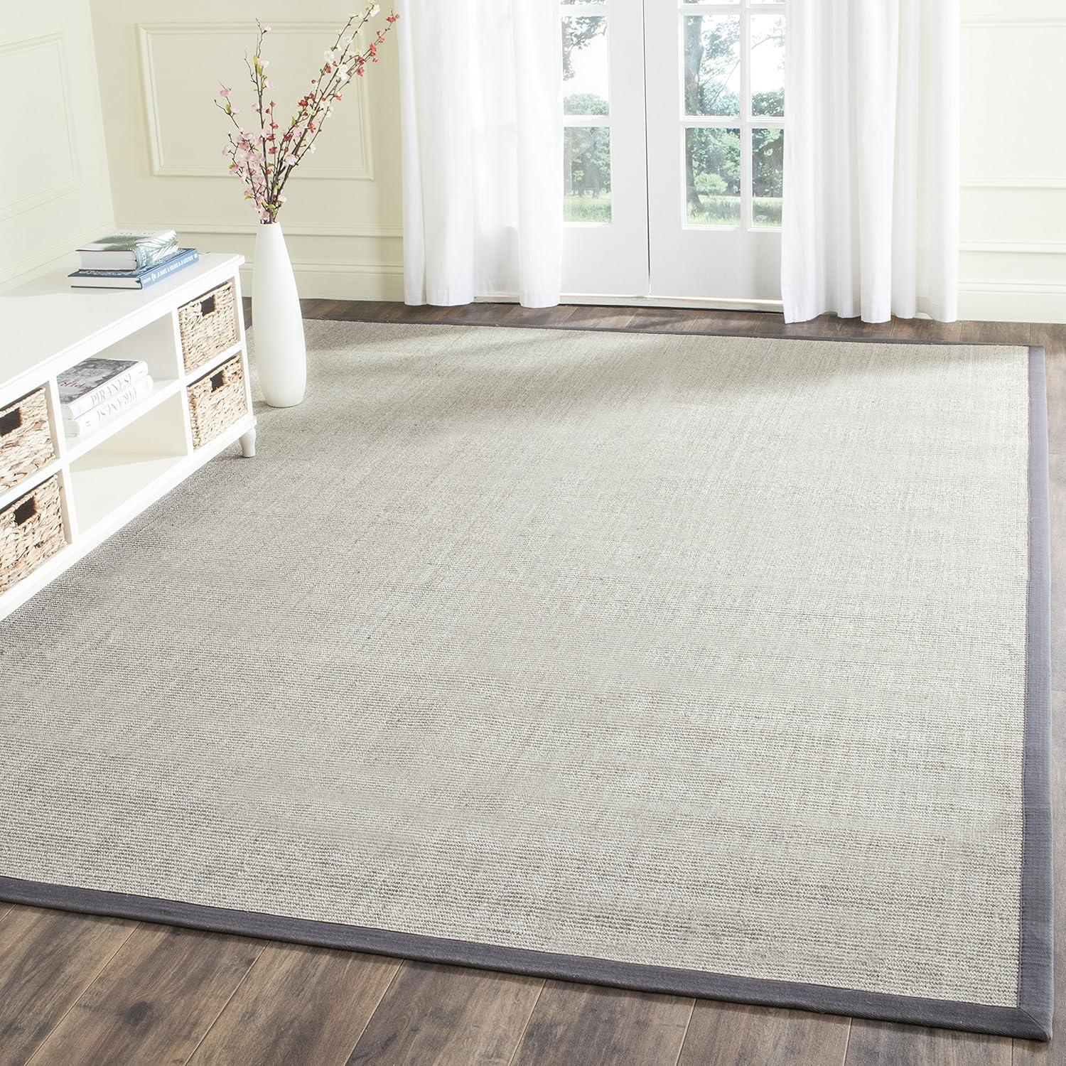 image:imageSAFAVIEH Natural Fiber Collection Area Rug 5 x 8 Marble amp Grey Border Sisal Design Easy Care Ideal for High Traffic Areas in Living Room Bedroom NF441BMarbleGrey