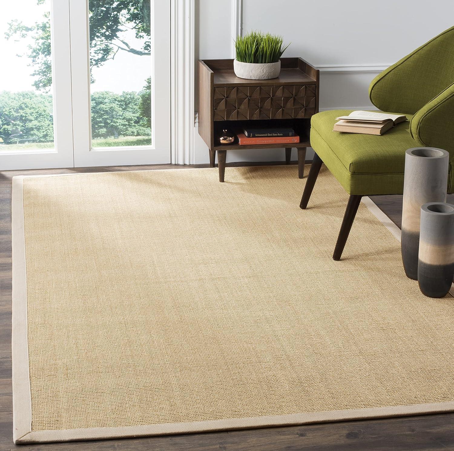 image:imageSAFAVIEH Natural Fiber Collection Area Rug 5 x 8 Marble amp Grey Border Sisal Design Easy Care Ideal for High Traffic Areas in Living Room Bedroom NF441BMaizeWheat