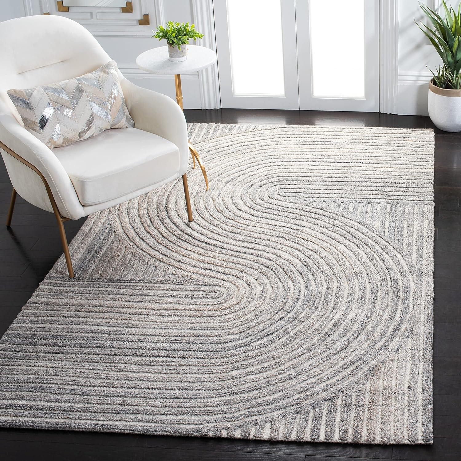 image:imageSAFAVIEH South Hampton Collection 8 x 10 Beige SHA301B Handmade Abstract Wool Area RugBeige