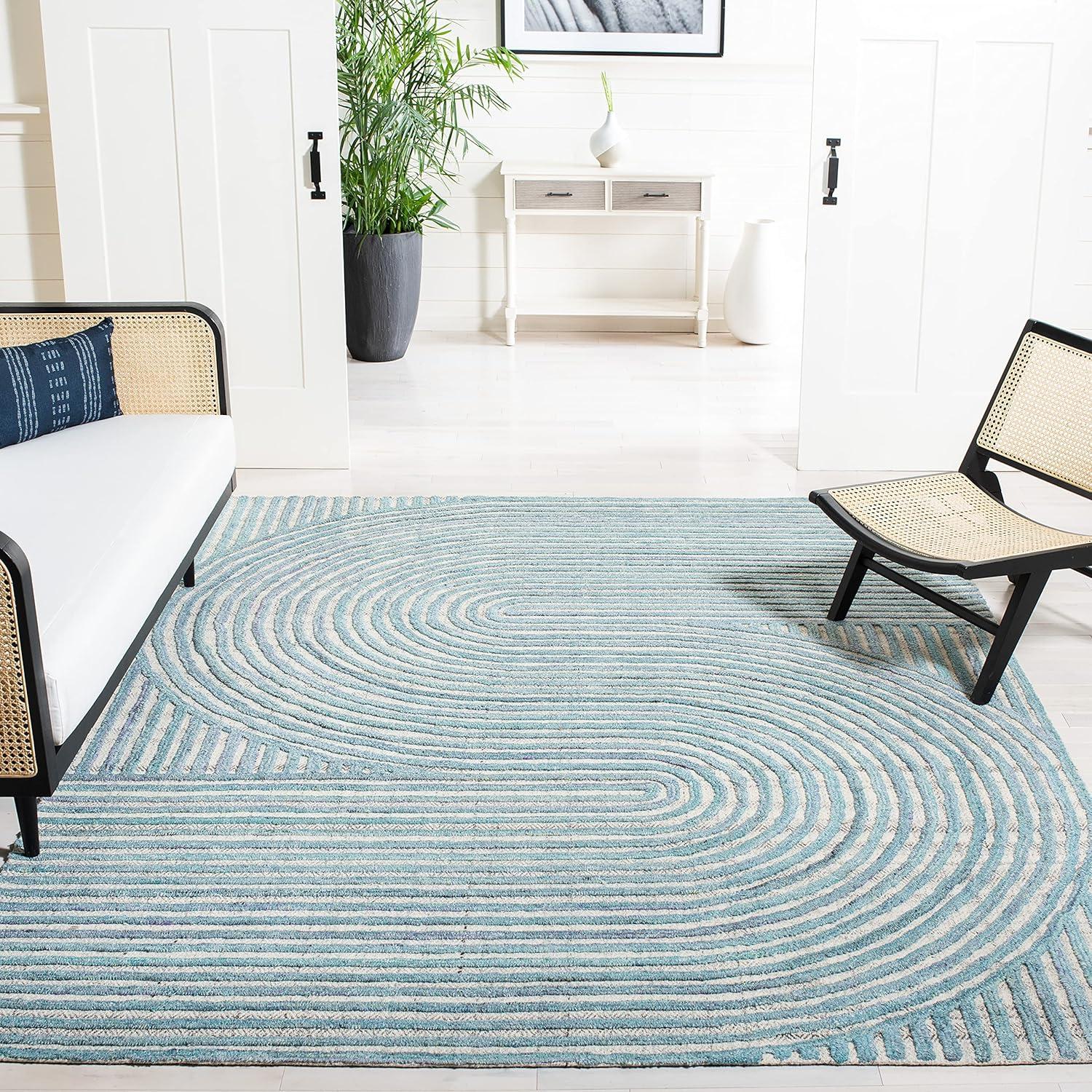 image:imageSAFAVIEH South Hampton Collection 8 x 10 Beige SHA301B Handmade Abstract Wool Area RugBlue