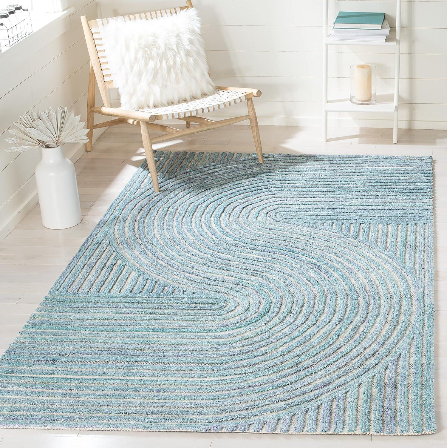 image:imageSAFAVIEH South Hampton Collection 8 x 10 Beige SHA301B Handmade Abstract Wool Area RugBlue