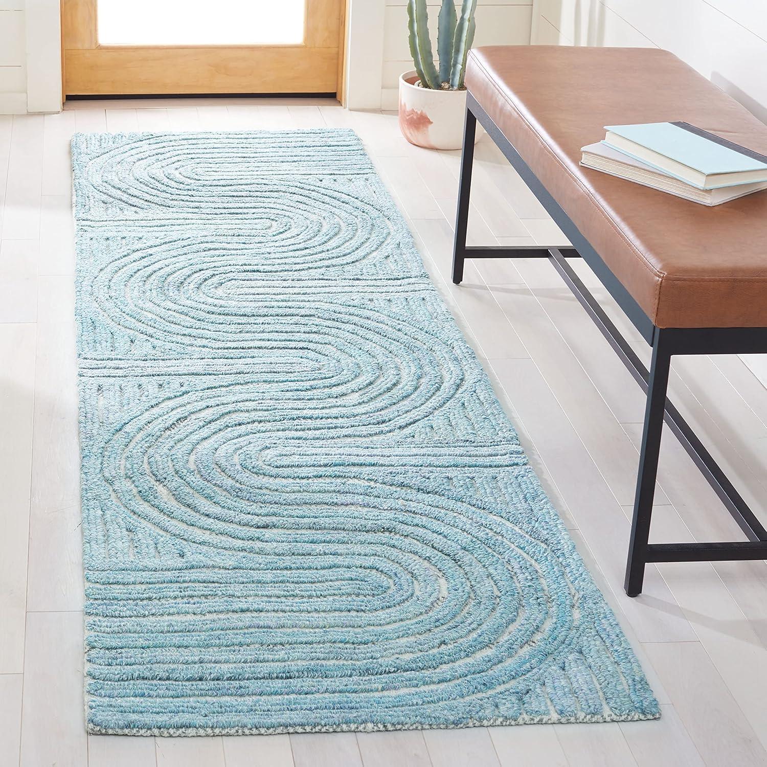 image:imageSAFAVIEH South Hampton Collection 8 x 10 Beige SHA301B Handmade Abstract Wool Area RugBlue
