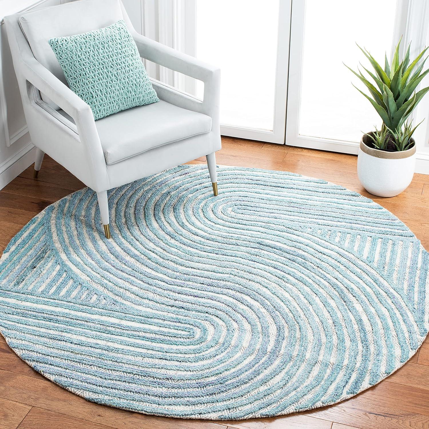 image:imageSAFAVIEH South Hampton Collection 8 x 10 Beige SHA301B Handmade Abstract Wool Area RugBlue