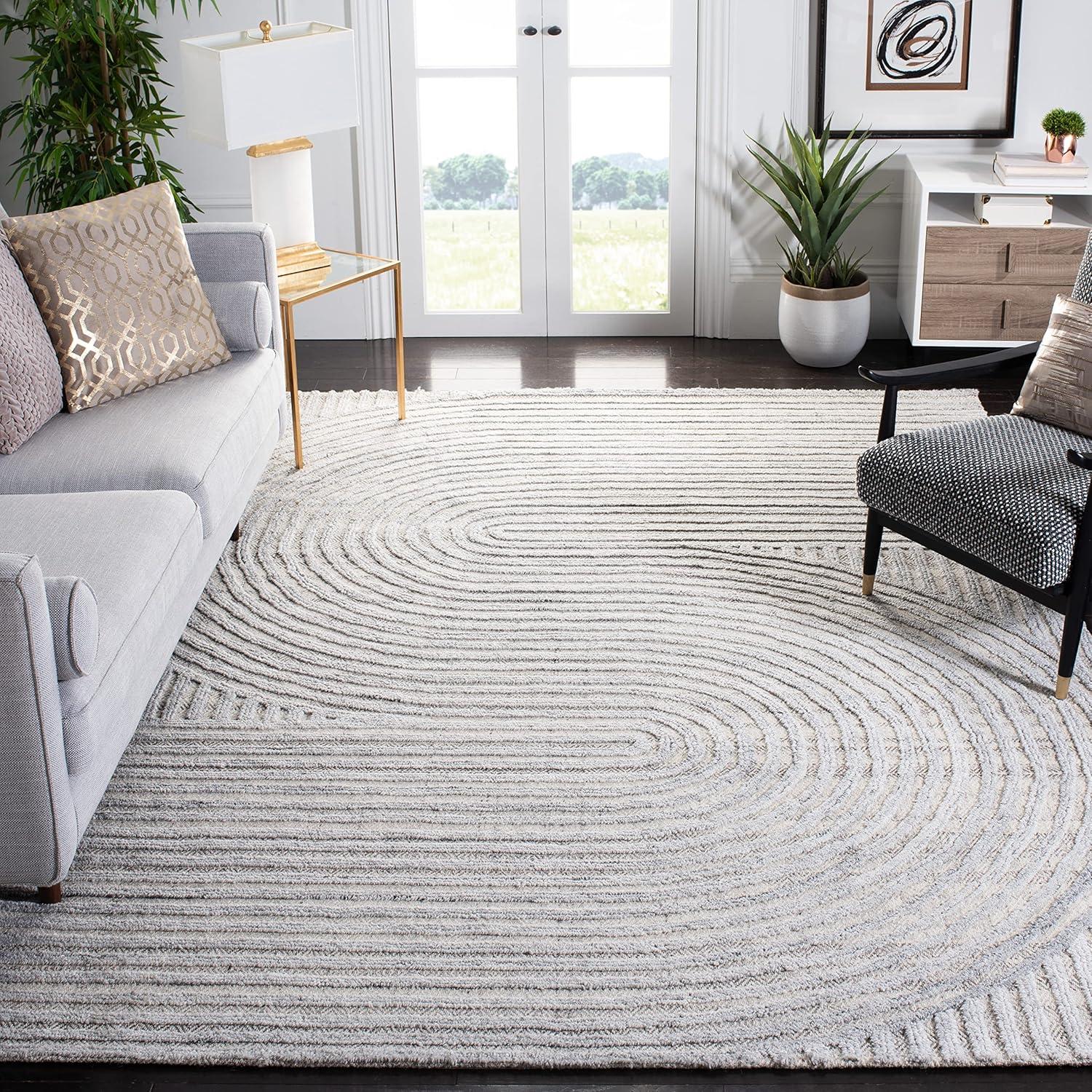 image:imageSAFAVIEH South Hampton Collection 8 x 10 Beige SHA301B Handmade Abstract Wool Area RugGrey