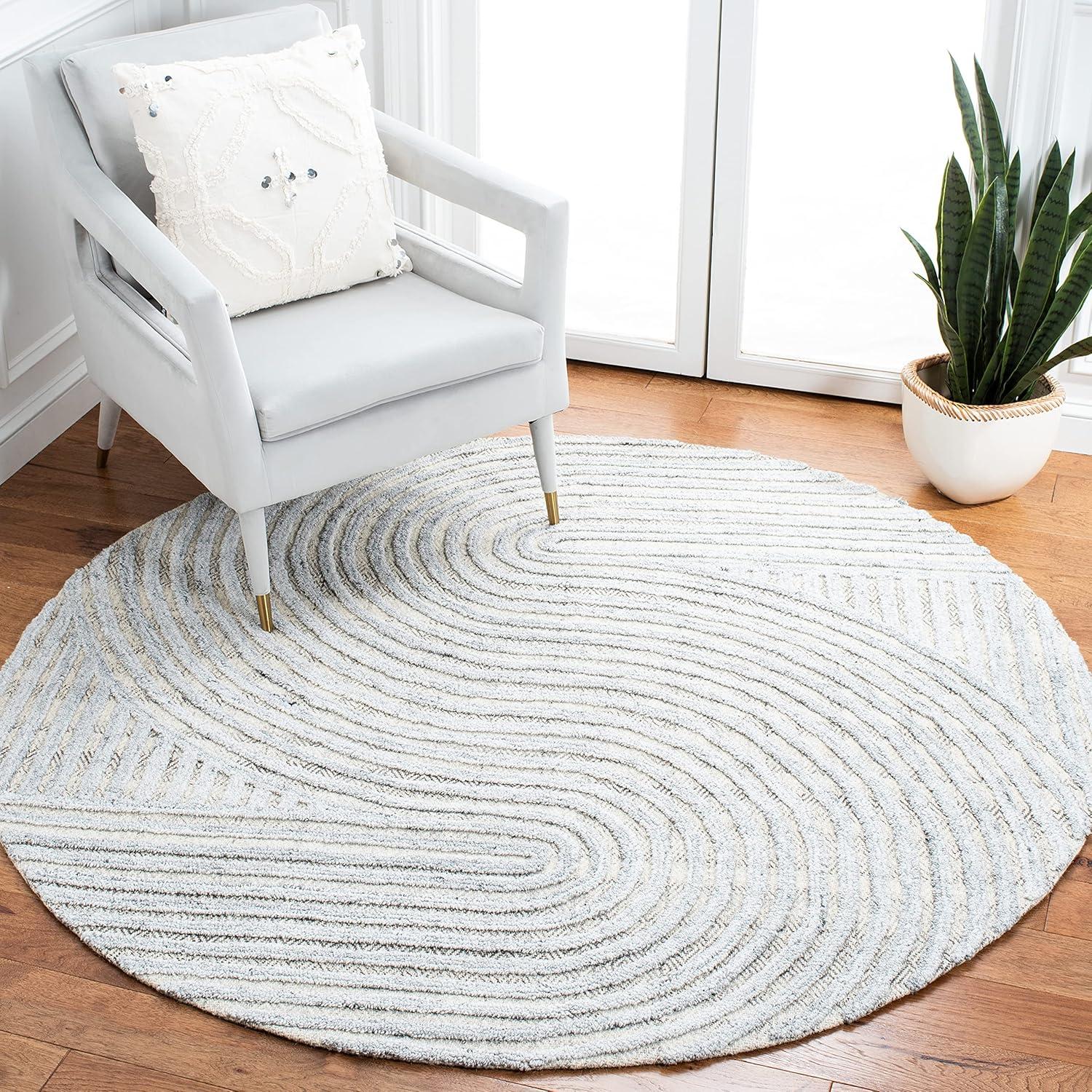 image:imageSAFAVIEH South Hampton Collection 8 x 10 Beige SHA301B Handmade Abstract Wool Area RugGrey