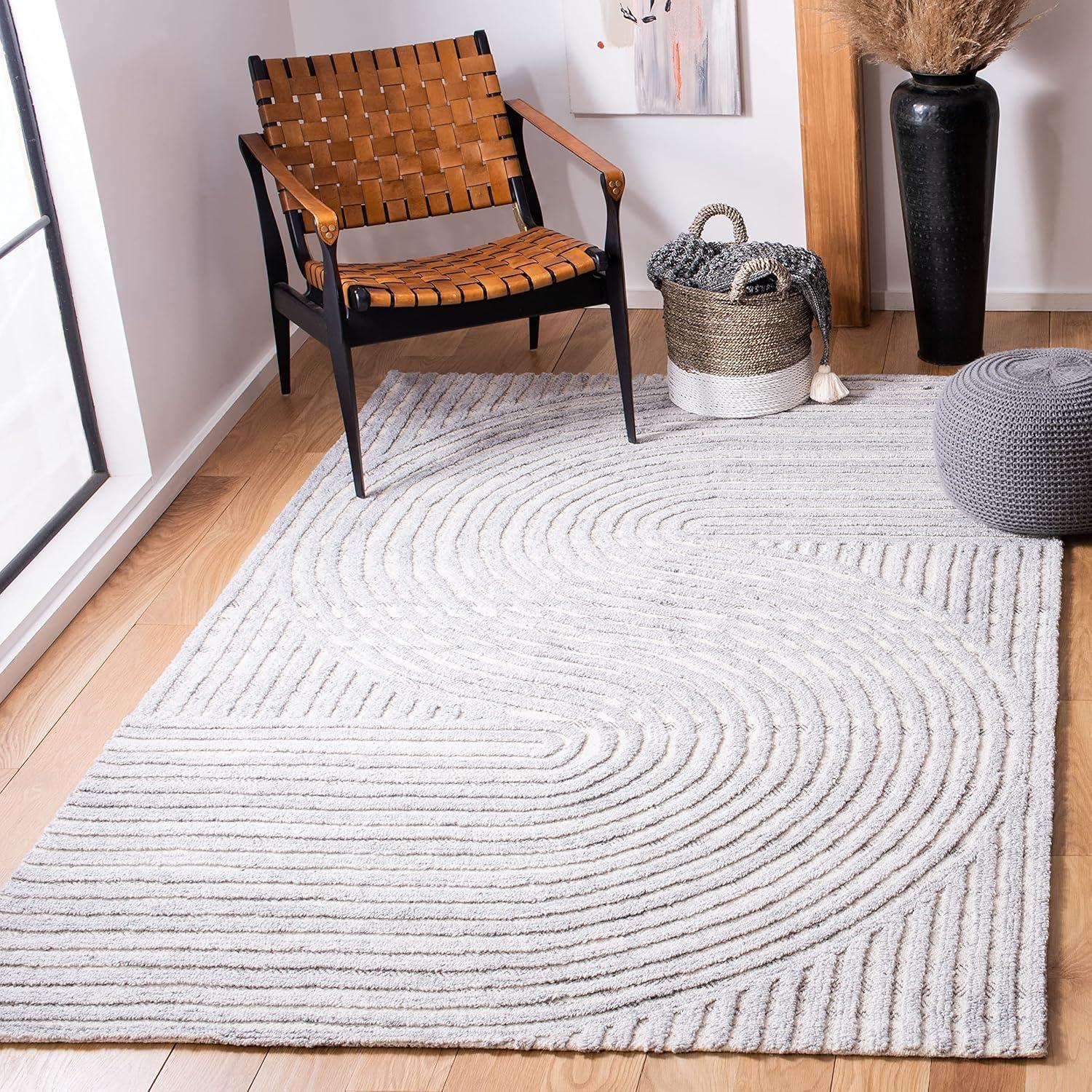image:imageSAFAVIEH South Hampton Collection 8 x 10 Beige SHA301B Handmade Abstract Wool Area RugGrey