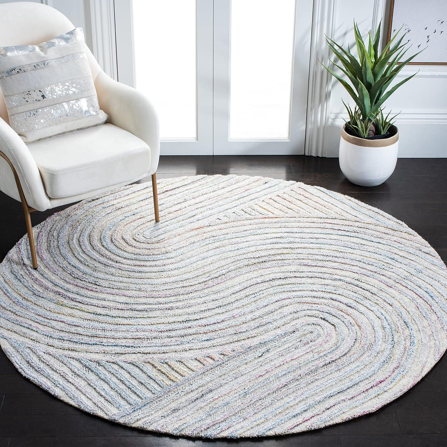 image:imageSAFAVIEH South Hampton Collection 8 x 10 Beige SHA301B Handmade Abstract Wool Area RugPinkBlue