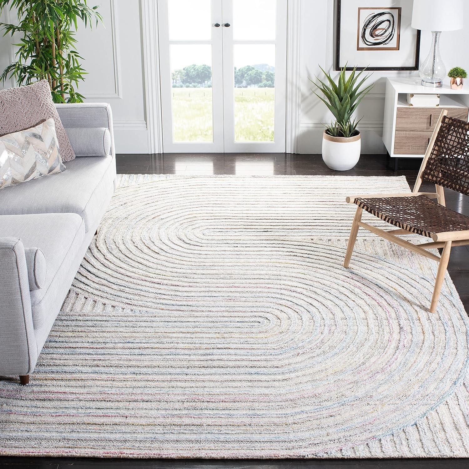 image:imageSAFAVIEH South Hampton Collection 8 x 10 Beige SHA301B Handmade Abstract Wool Area RugPinkBlue