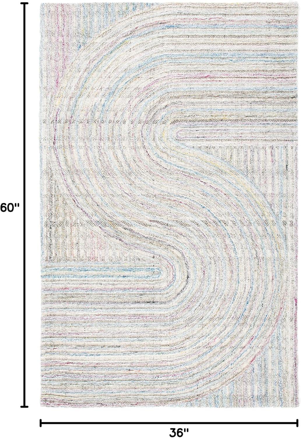 image:imageSAFAVIEH South Hampton Collection 8 x 10 Beige SHA301B Handmade Abstract Wool Area RugPinkBlue
