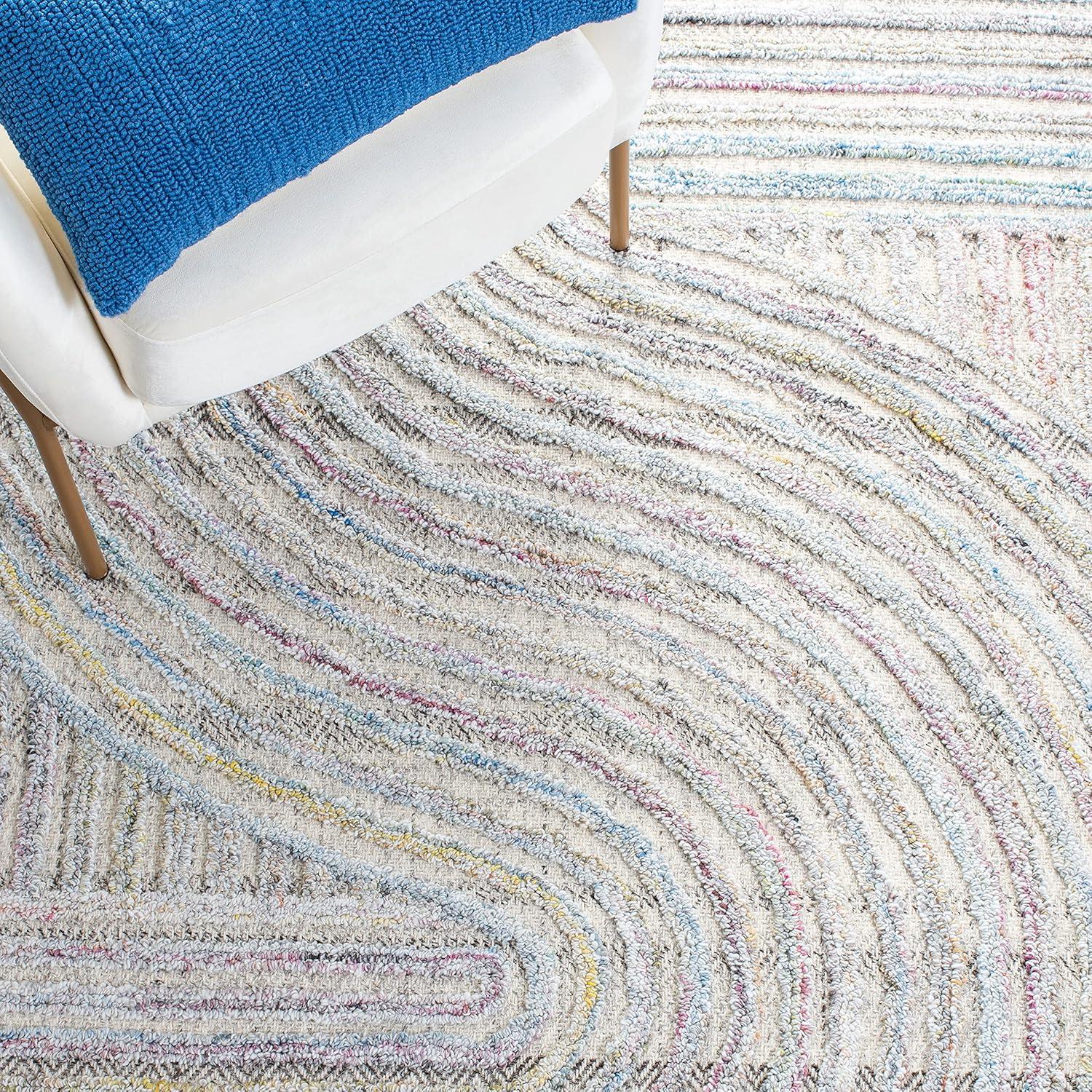 image:imageSAFAVIEH South Hampton Collection 8 x 10 Beige SHA301B Handmade Abstract Wool Area RugPinkBlue