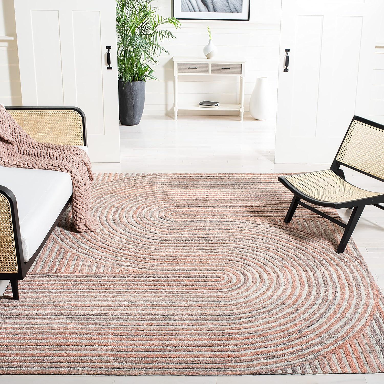 image:imageSAFAVIEH South Hampton Collection 8 x 10 Beige SHA301B Handmade Abstract Wool Area RugRust
